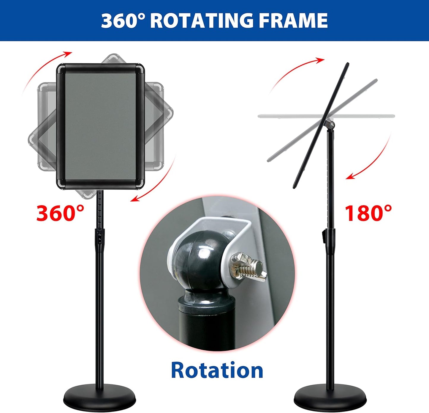 4 Packs 11x17 Inch Sign Stand - Adjustable Floor Standing Sign Holder, Pedestal Poster Stand for Vertical & Horizontal Display, Outdoor & Indoor Use for Business & Store Signage - Black