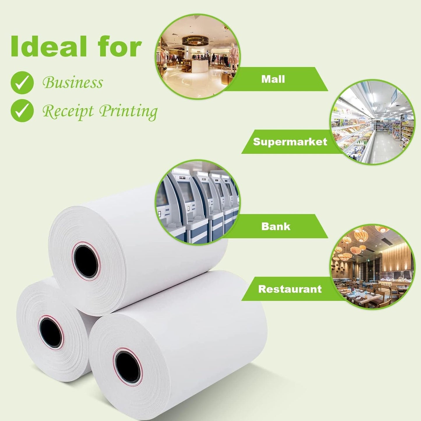 MFLABEL 2 1/4" x 50' Thermal Receipt Papers, 10 Rolls per Carton, 48g Weight, Biodegradable, Coated, POS Cash Register Paper