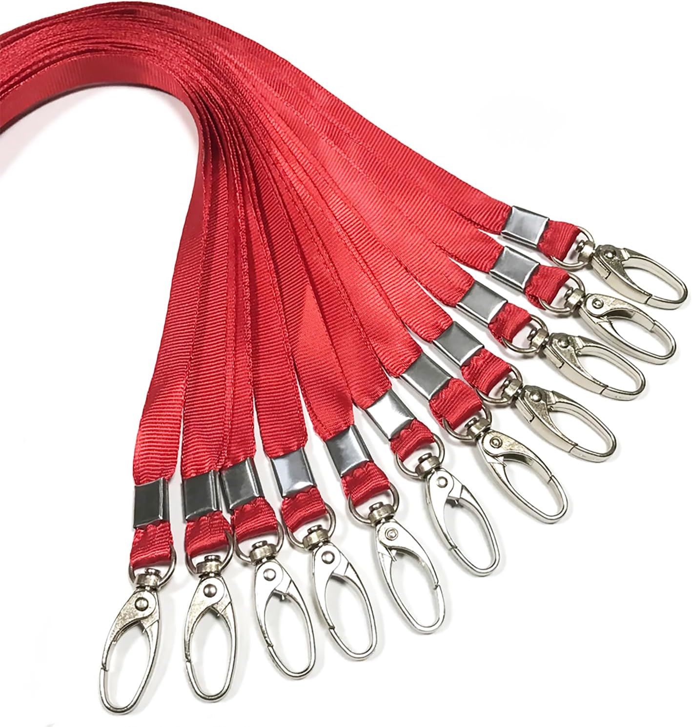 50 Pcs Lanyards Red Lanyard for Id Badges Nylon Lanyard Bulk Clip Swivel Hook for Office Id Badges Key Chains