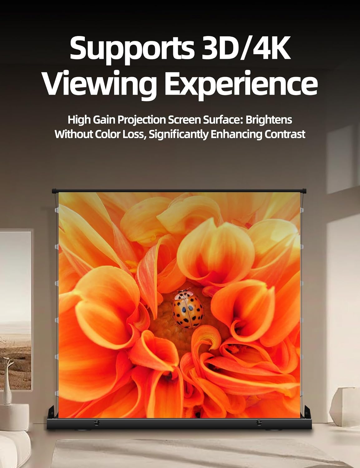 Portable Tab-Tension Matte White Manual Pull Up Projector Screen,178°Viewing Angle Movie Screen,Outdoor Projector Screen Wrinkle-Free Design for Backyard Movie Night(100 in/16:9)