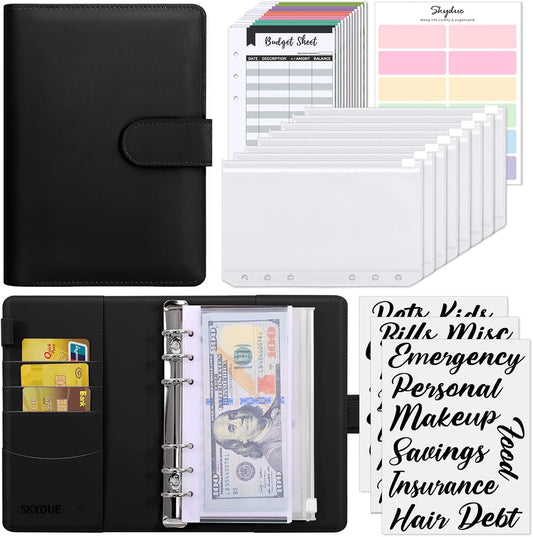 SKYDUE Budget Binder, Money Saving Binder with Zipper Envelopes, Cash Envelopes and Expense Budget Sheets for Budgeting