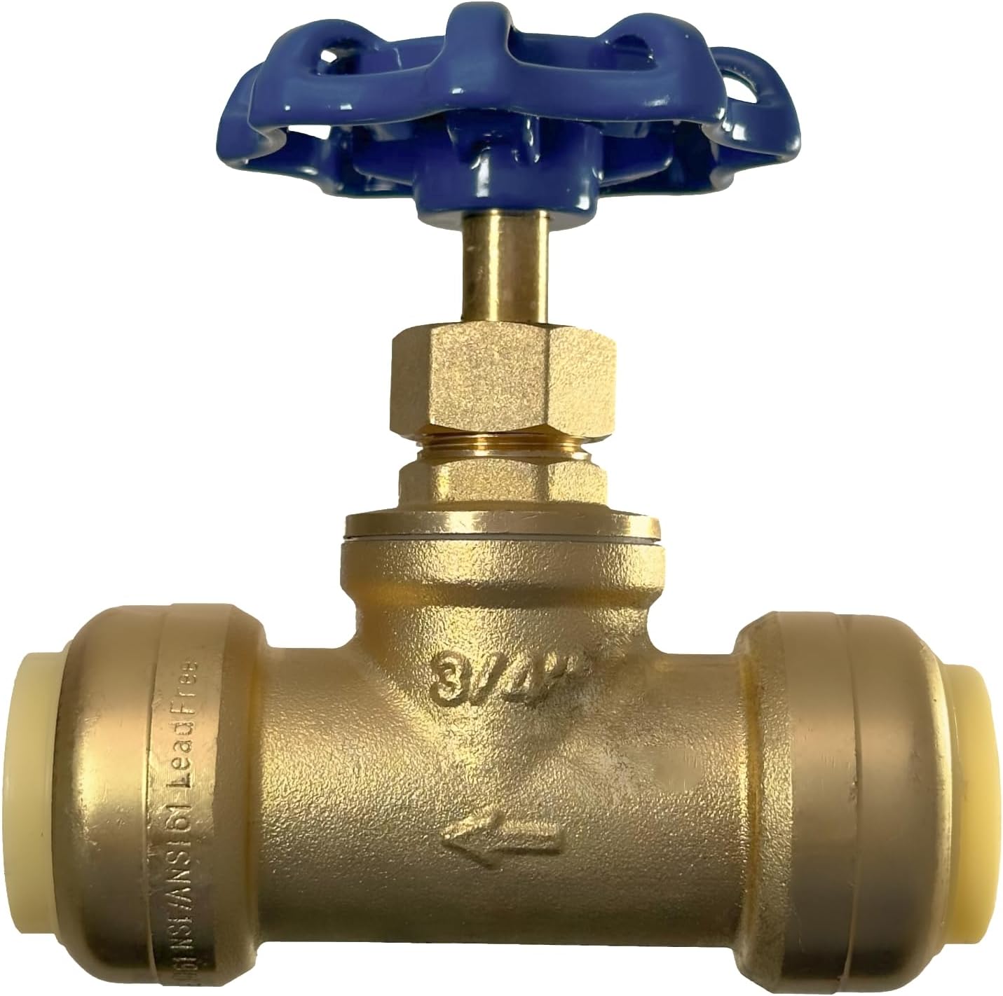 3/4 inch Push Fit Stop Valve with Drain and Vent, Push to Connect Brass Plumbing Fitting, Pex Pipe, Copper, CPVC, PE-RT, HDPE, 2-5-2=10, 10 Pieces