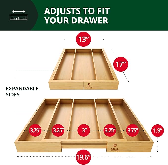 Luxury Bamboo Kitchen Drawer Organizer - Image 2