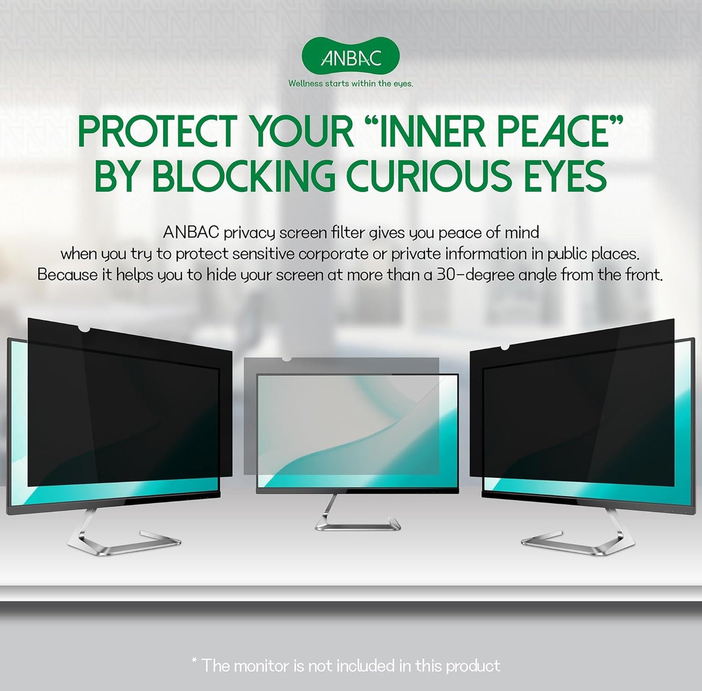 27 Inch Desktop Privacy Screen Shield for 16:10 Wide Monitor - Anti Glare Computer Privacy Screen Cover | Blue Light Blocking Screen Protector | Scratch Resistant UV Filter | Attachment Type