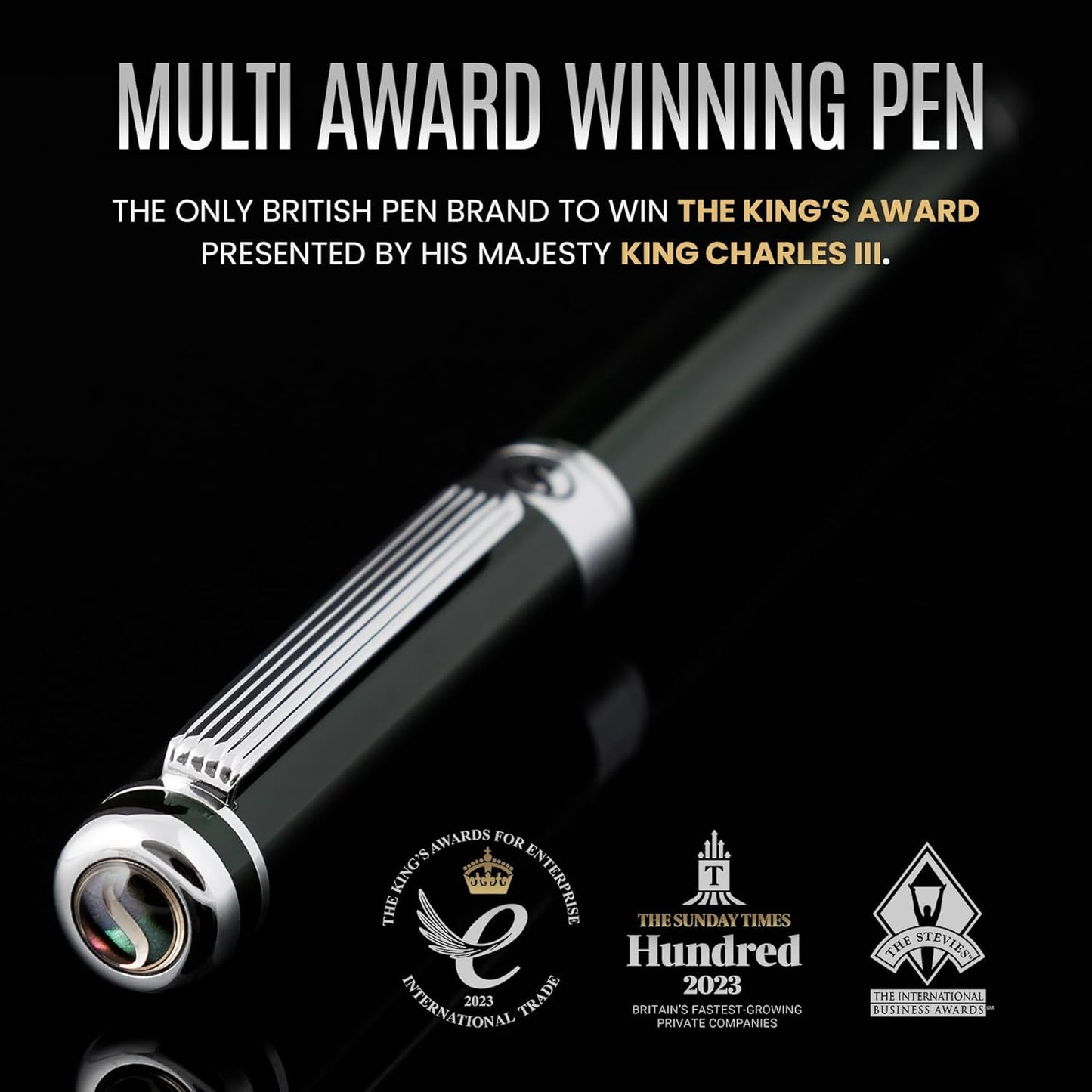 Scriveiner Black Green Rollerball Pen - Stunning Luxury Pen, Chrome Finish, Schmidt Ink Refill, Best Roller Ball Pen Gift Set for Men & Women, Professional, Executive Office