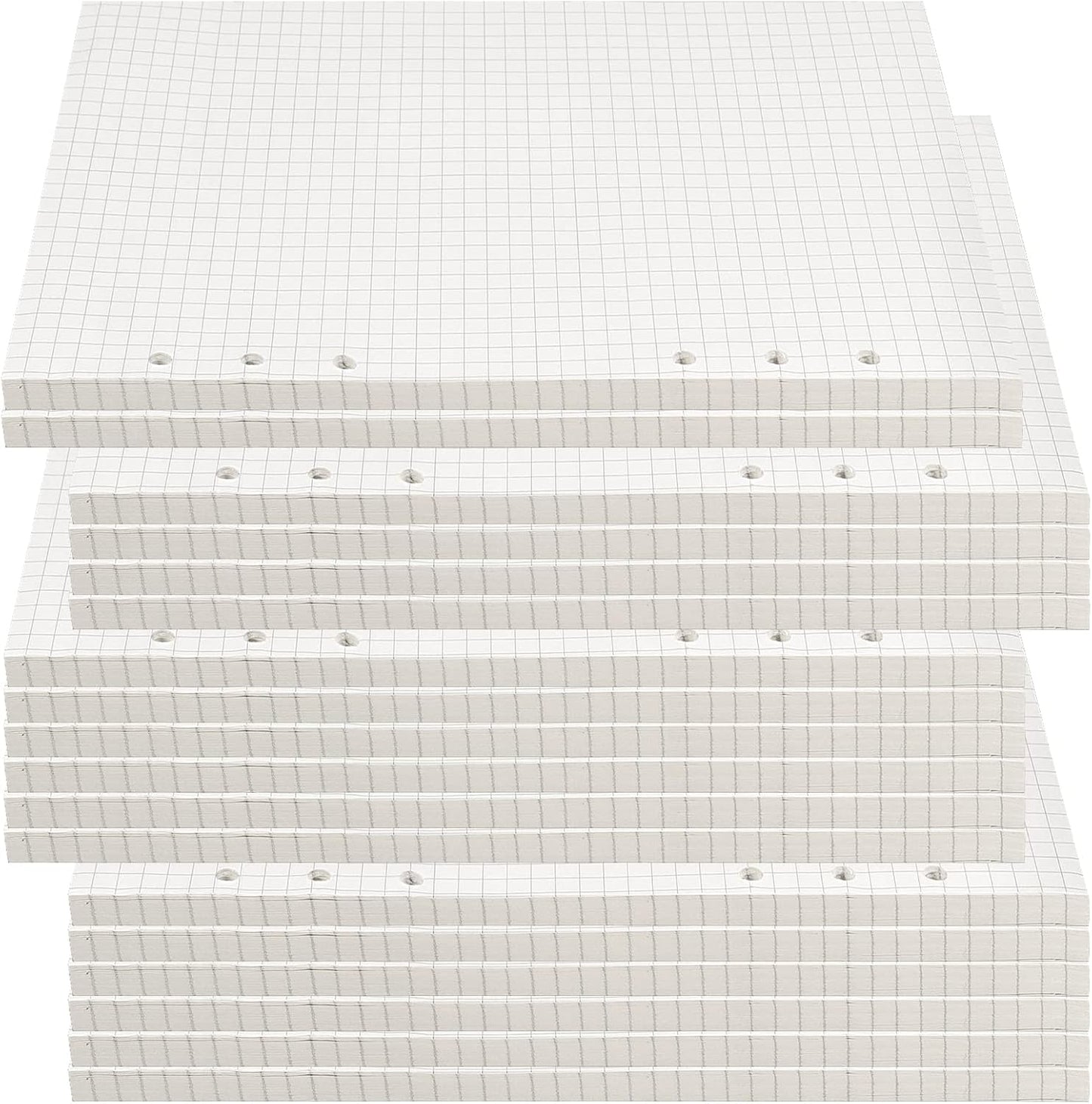 JAPCHET 800 Sheets A5 Grid Refill Paper Graph Paper Squared Grid Planner Insert 6 Hole Punched for 5.6 x 8.3 Inch Notebook, 100 Gsm