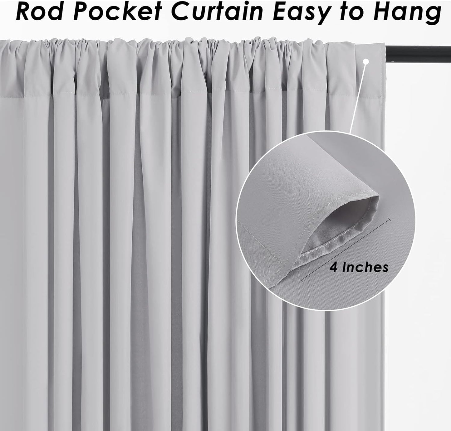 Grey Backdrop Curtains Photo Backdrop Drapes: 30ft x 10ft Polyester Fabric - Wedding Engagement Photography Background 6 Panels 5x10ft