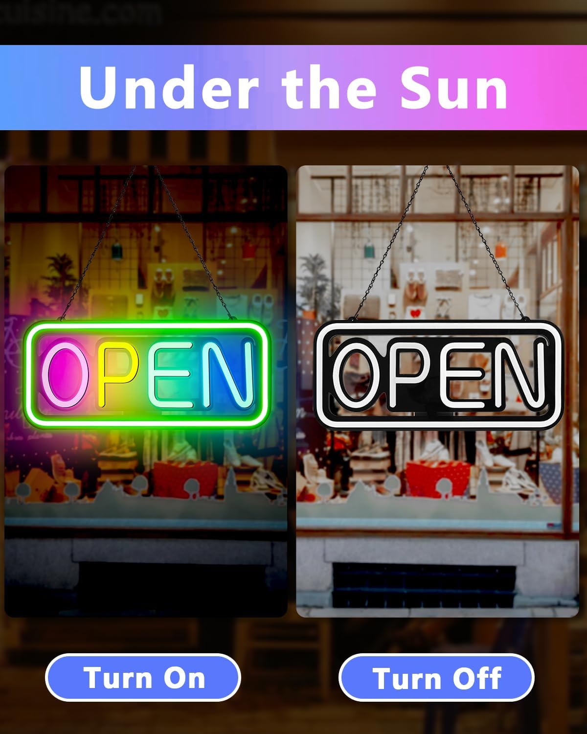 22" X 10" LED Neon Open Sign for Businesses – Ultra-Bright, Remote Control, Color Changing & Scrolling Modes | Adjustable Brightness/Speed | Energy-Efficient Light-Up Sign