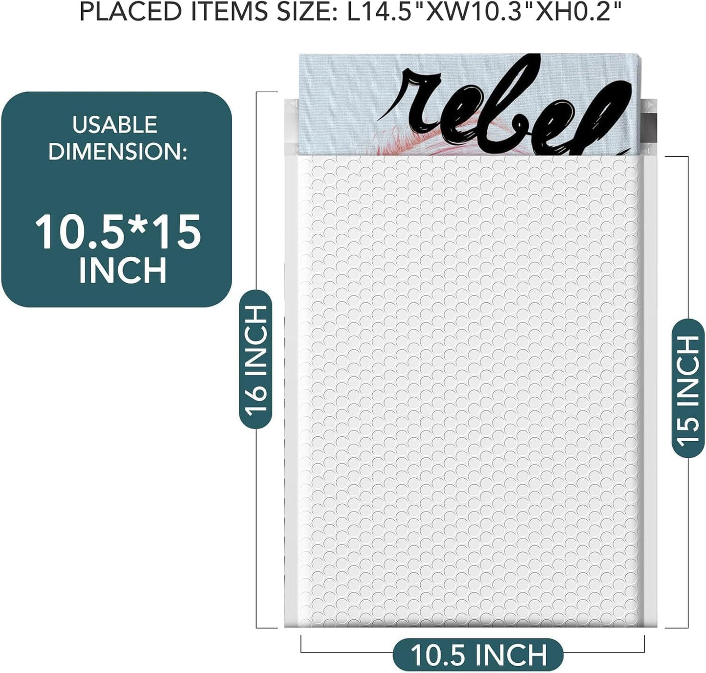 Metronic 3750 Pack Bubble Mailer 10.5x16 Inch White,Usable Size 10.5x15" Waterproof Padded Envelopes,Self-Seal Modern Bubble Mailers Cushioning for Shipping,Jewelry Makeup Supplies, Packaging Bulk