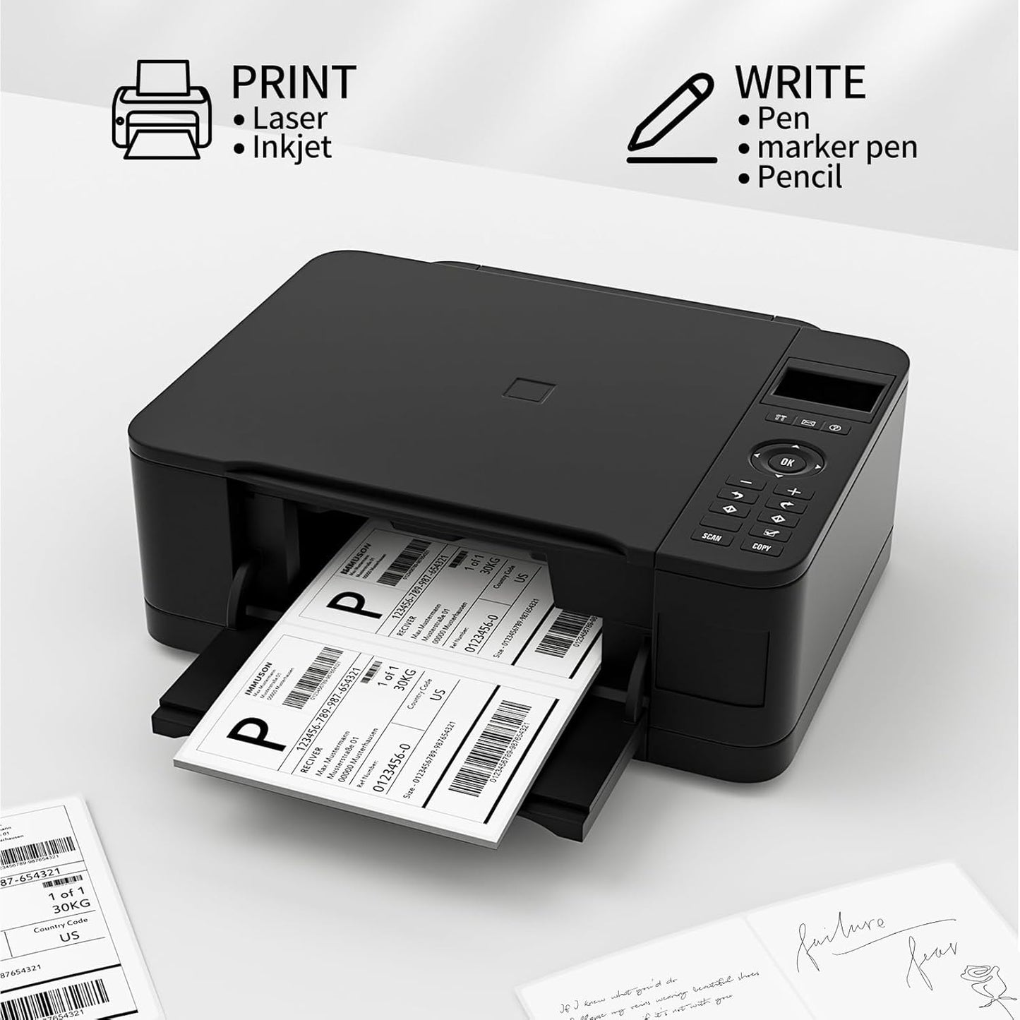 Coopaty Half Sheet Shipping Labels 8.5" x 5.5" Sticker Labels for Laser & Ink Jet Printers, 2 Per Page Self Adhesive Mailing Labels for Packages (500 Labels)