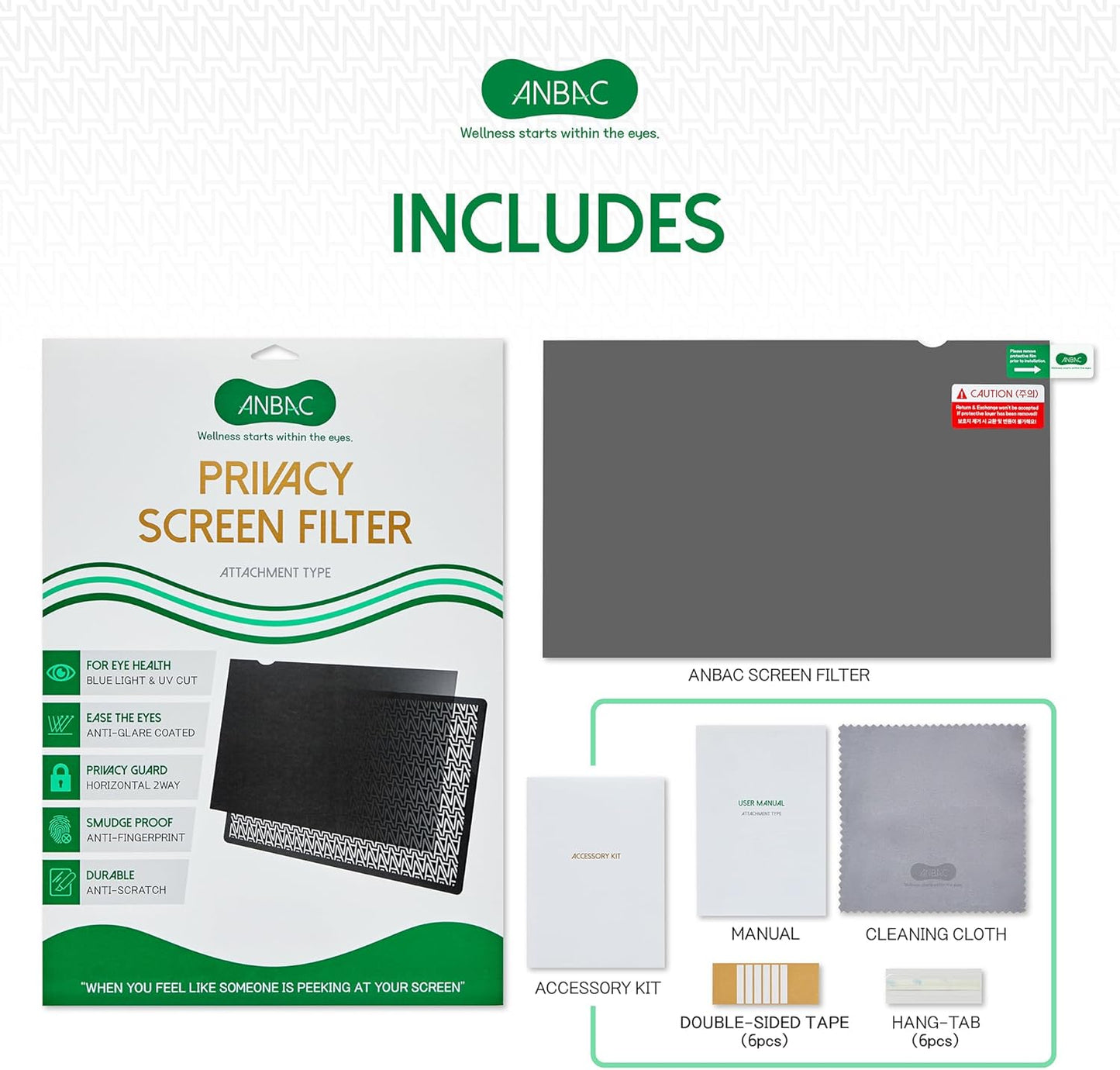 19 Inch Desktop Privacy Screen Shield for 16:10 Wide Monitor - Anti Glare Computer Privacy Screen Cover | Blue Light Blocking Screen Protector | Scratch Resistant UV Filter | Attachment Type
