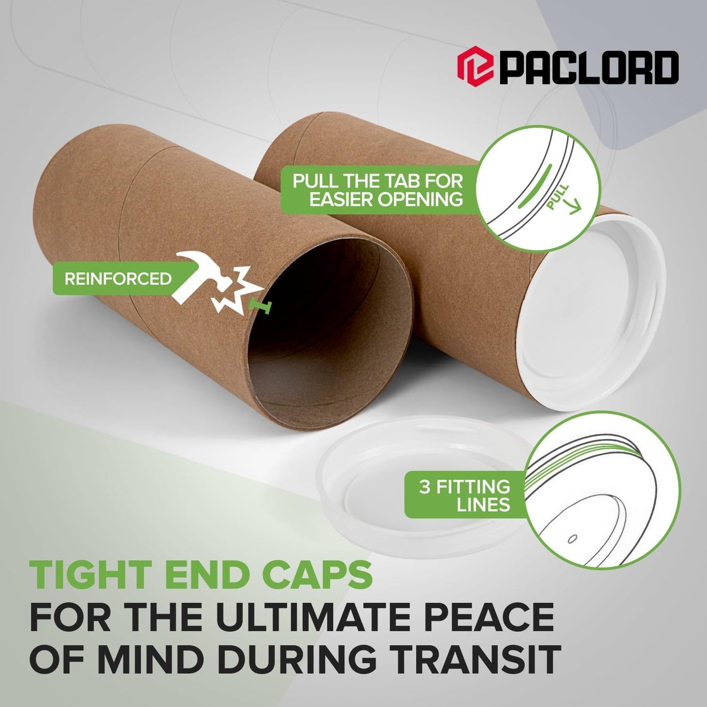 2" x 6" Reinforced Kraft Paper Mailing Tube, Pack of 1 Tube with 2 Caps – Secure USPS Approved Poster Tube – Cardboard Tube for Shipping and Storing Posters, Prints, Artwork, or Documents