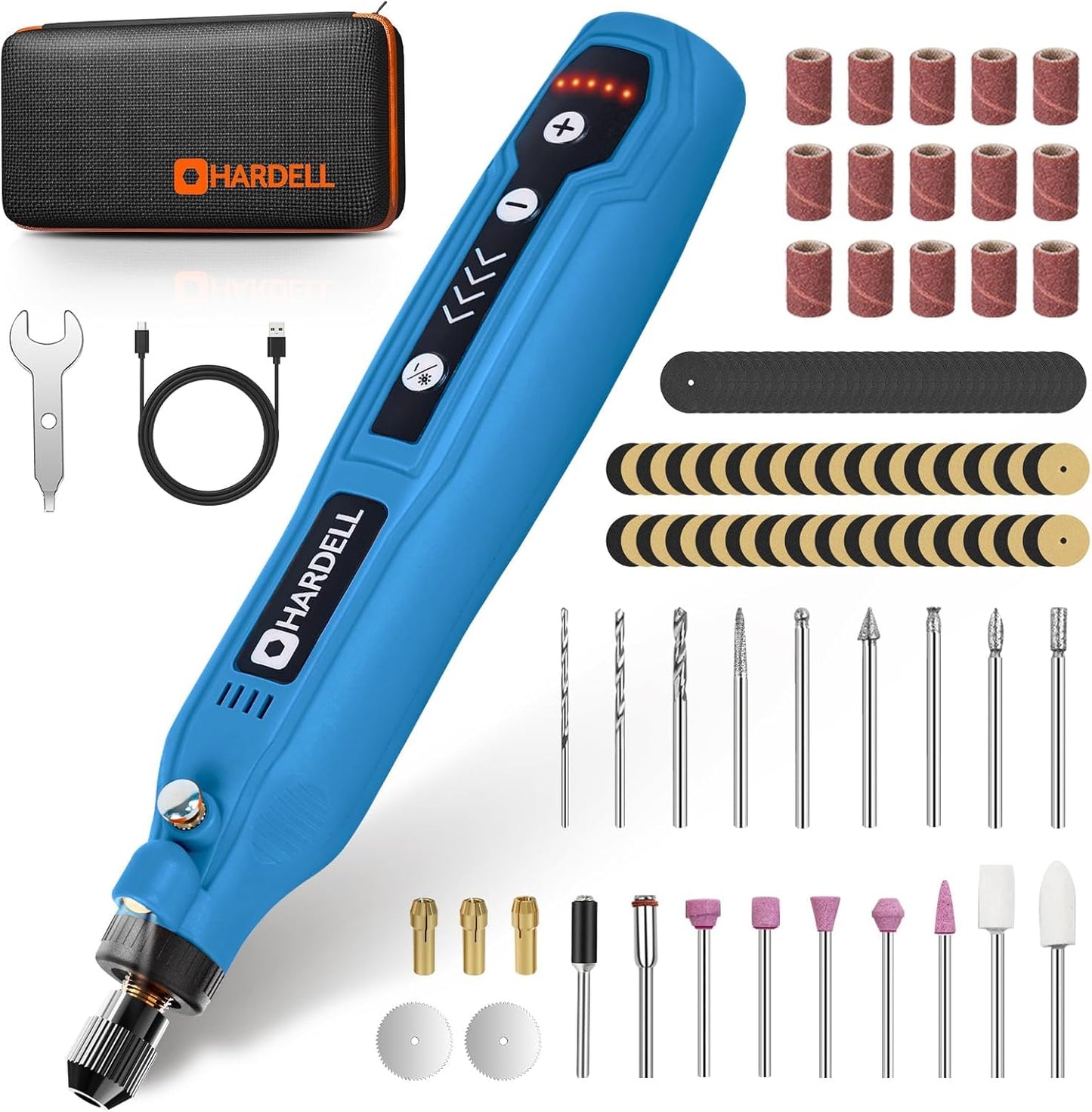 HARDELL Cordless Rotary Tool, 5 Variable Speed Mini Rotary Tool Kit with 69 Accessories, 3.7V Type-C Charging Power Rotary Tool for Engraving, Sanding, Polishing, Carving, Cutting, DIY Crafts