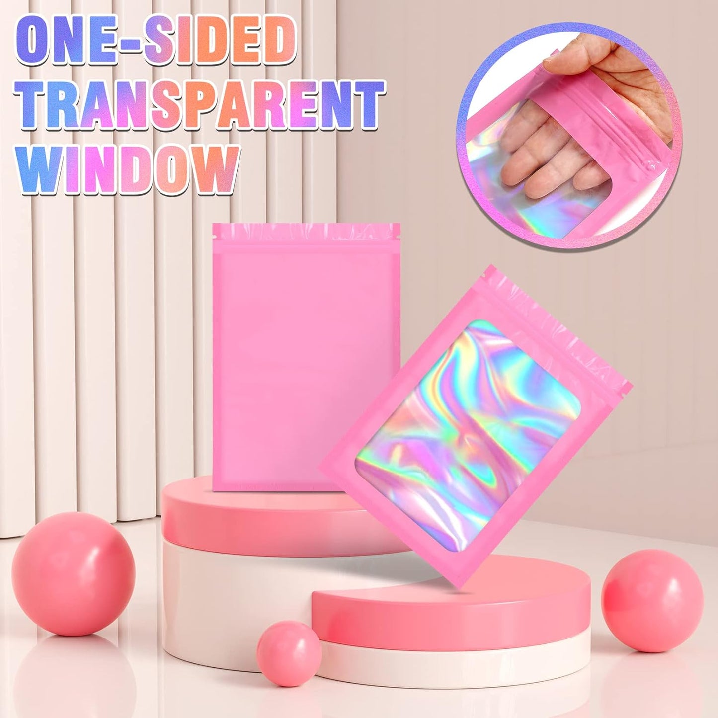 Smell Proof Bag, 100 PCS Holographic Bags, Packaging Bags, Food Packaging Bag(4x6 Inch)
