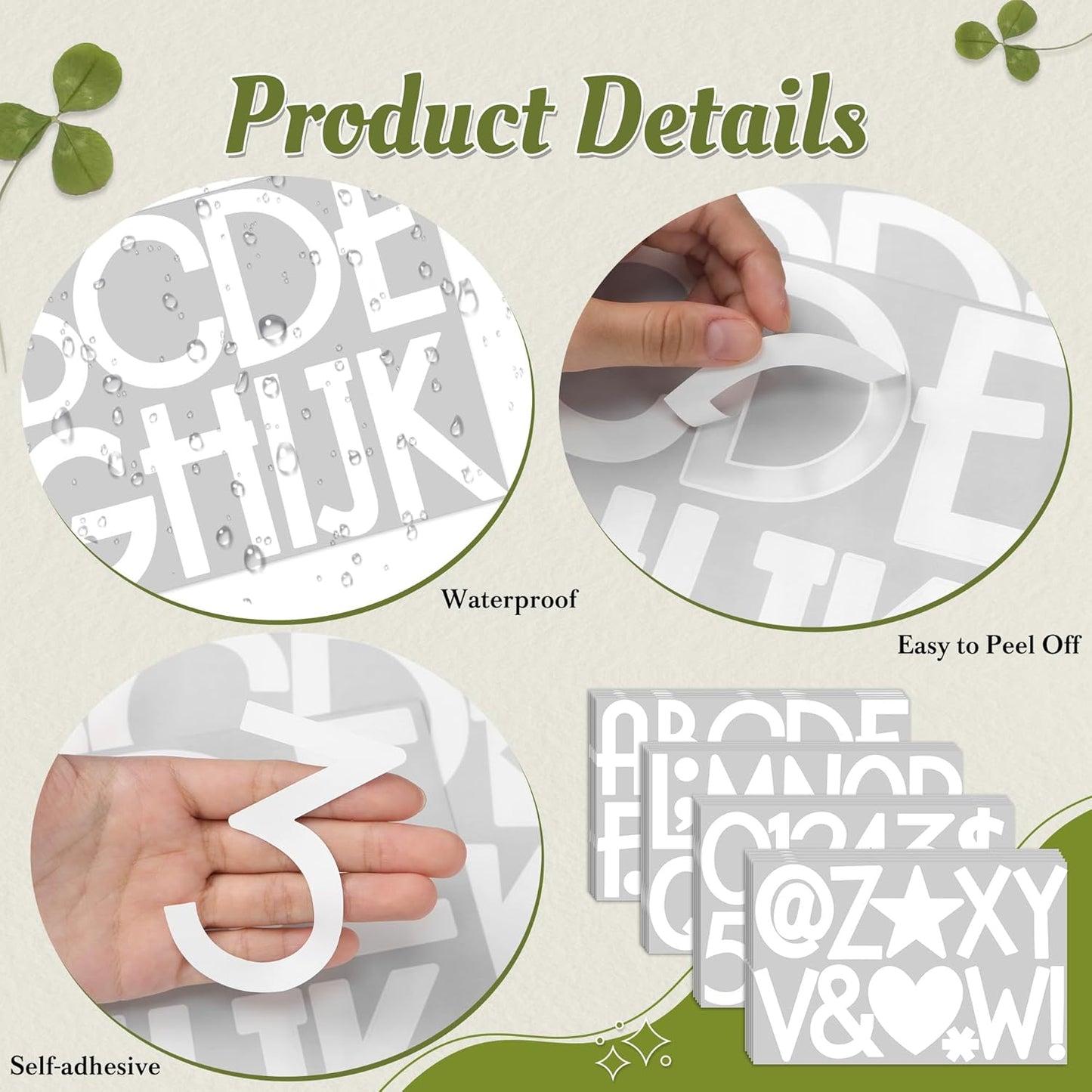 240Pcs Bulletin Board Letters 20Sheets Letter Stickers Vinyl Alphabet Stickers Mailbox Numbers Self Adhesive Waterproof Large Sticker for Bulletin Board Scrapbook Classroom Address Decor(White,3 Inch)