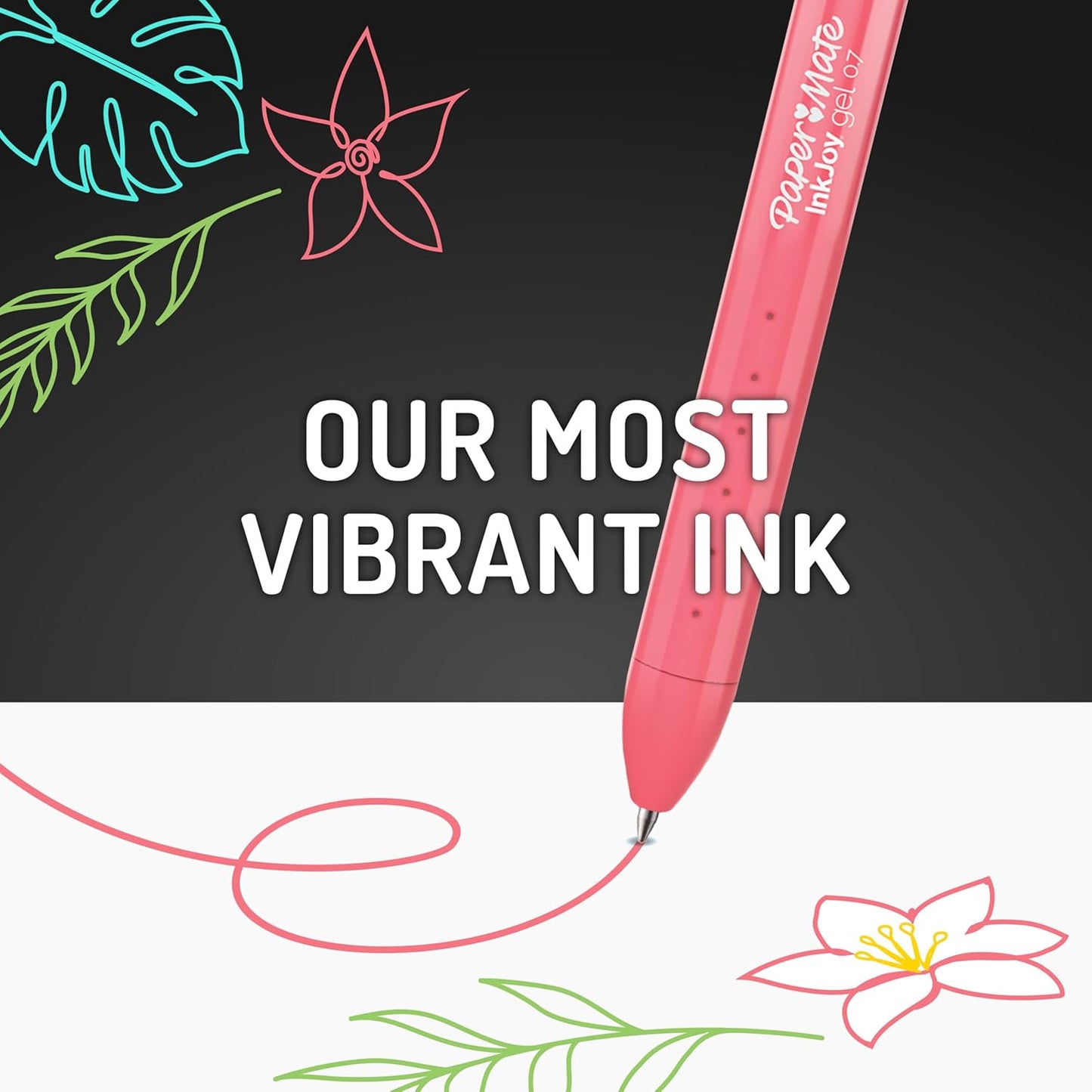 Paper Mate InkJoy Bright Pens, Gel Pens, Medium Point (0.7mm), Retractable, Assorted Brighter Colors, 6 Count