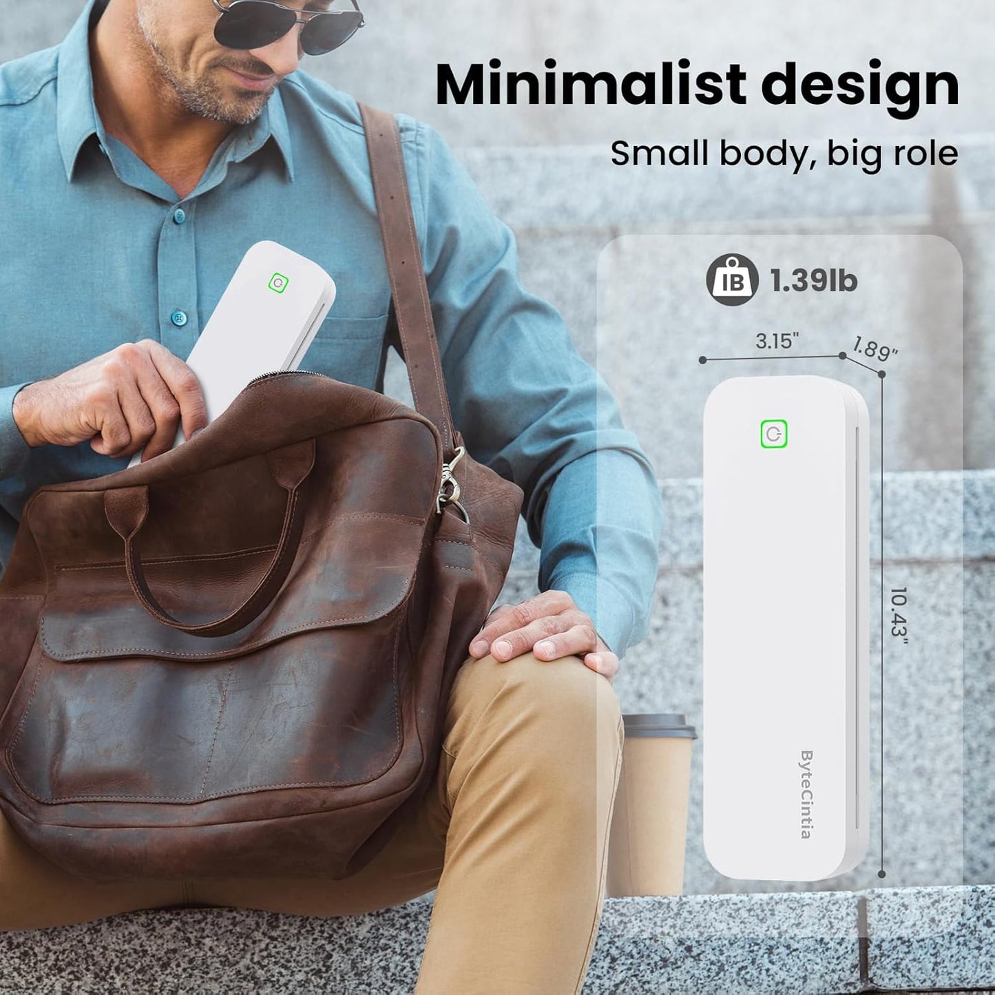 Portable Printer for Travel, Bluetooth Thermal Printer Supports 8.5 x 11 Inch US Letter Size, Compatible with Android and iOS & Laptop Inkless Mobile for Office, Car, School
