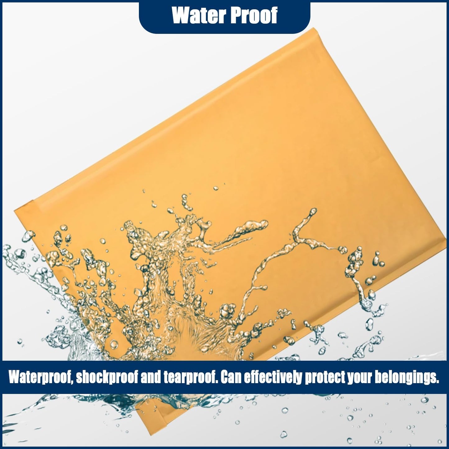 10.5in x 15in Kraft bubble mailer, ziplock mailer, yellow padded envelope, corporate waterproof padded bubble mailer for shipping, mailing, packaging (25PCS)