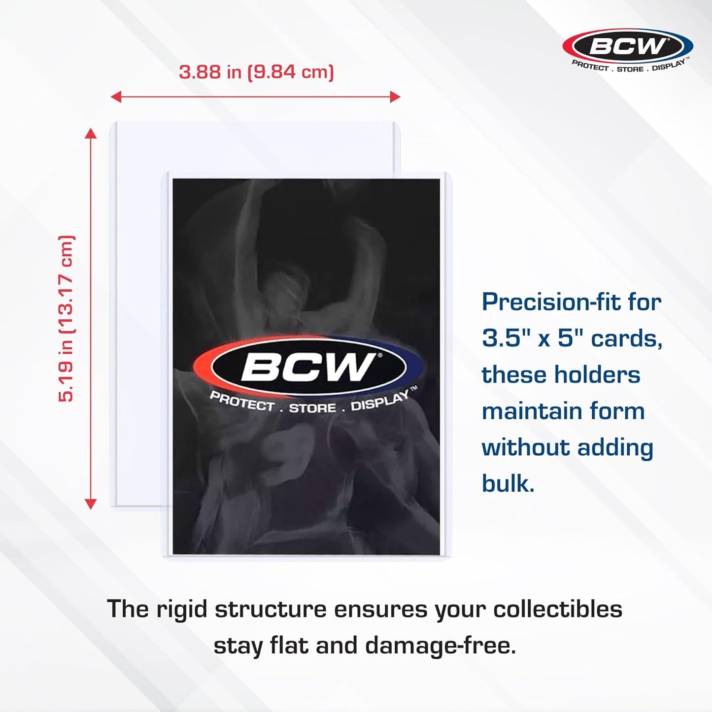 BCW 3.5x5 Topload Holder - 100 Pack | Premium Rigid Plastic Protector Case for Trading Cards, Index Cards, and Photos | Perfect Fit for Transformer TCG, Magic: The Gathering, and More