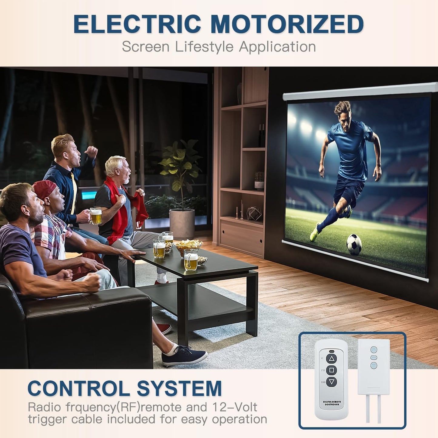 YODOLLA 110" Projector Screen Motorized 16:9, 4K HD Pull Down Retractable Projection Screens Electric Automatic Wall Ceiling Movie Screen for Office Classroom Indoor with Remotes
