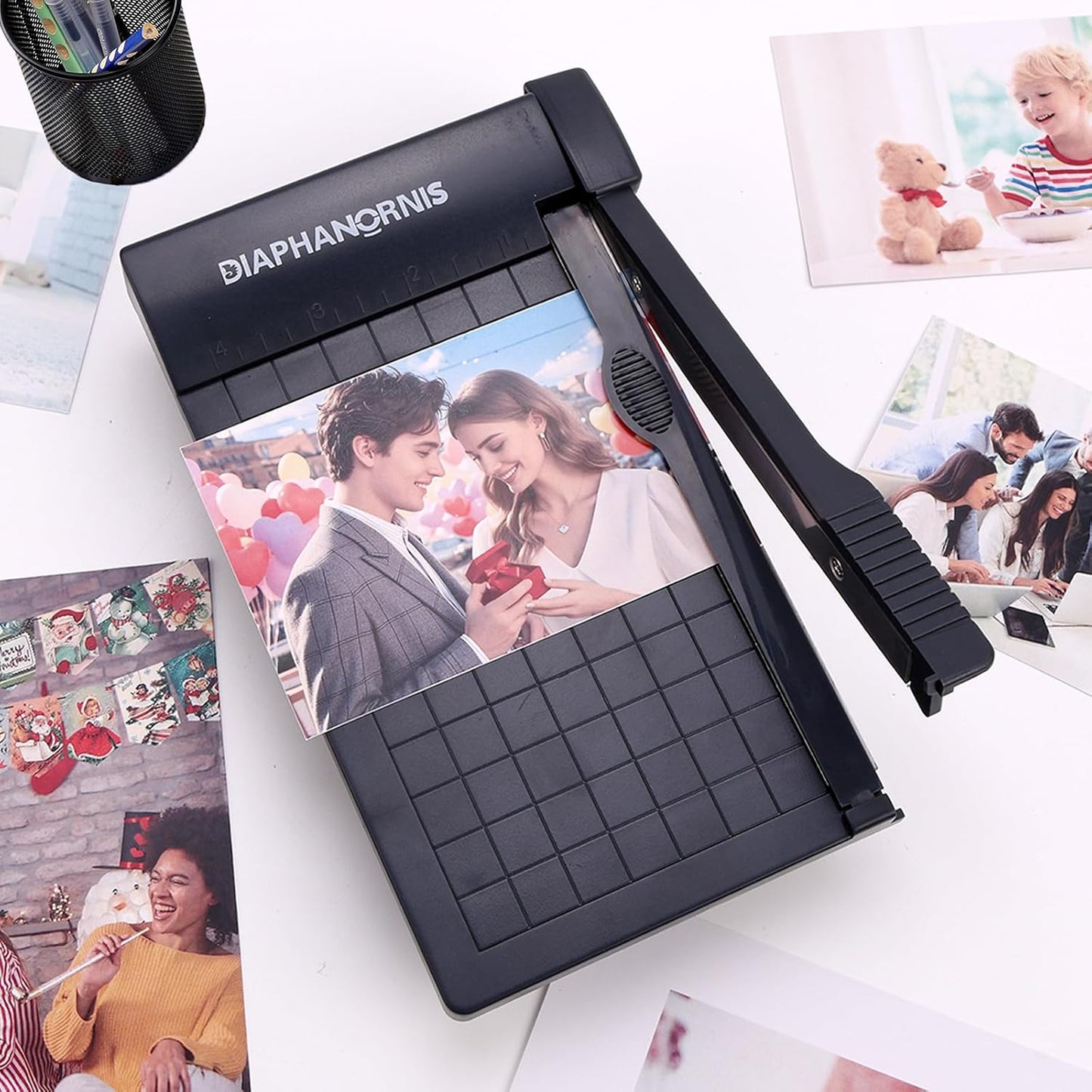 Mini Paper Trimmer,Guillotine Compact Paper Cutter, 1/4-Inch Grid for Precision Cutting, Straight Cuts Up to 3 Sheets, Perfect for Photos,Coupons,Card Making and Small Craft Projects (Grey)