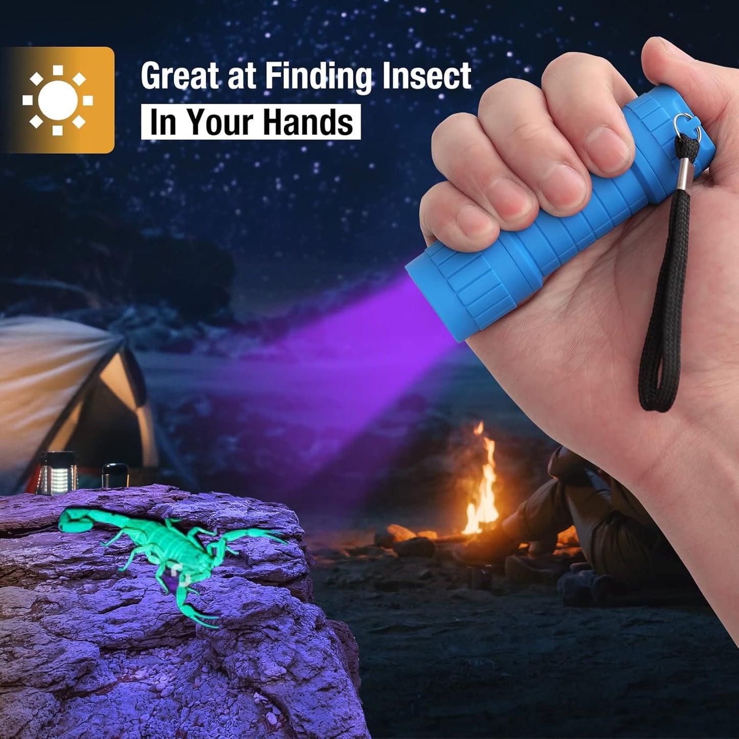 EverBrite Black Light Flashlight 6 Pack, UV Mini Flashlight, 9-Led 395nm Detector for Pet Urine, Stains, Scorpions, 18 AAA Batteries Included