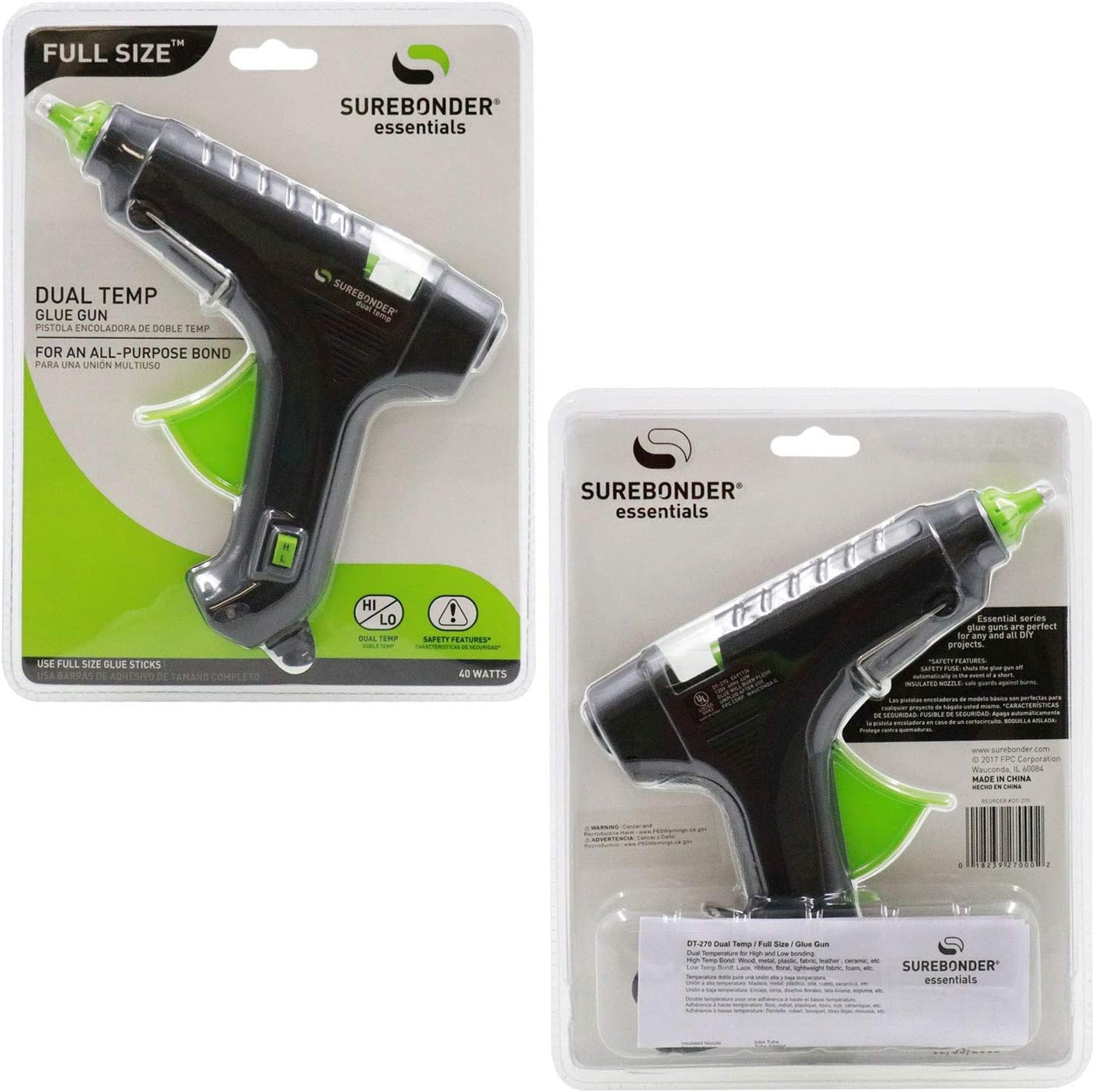 Surebonder DT-270 Dual Temperature 40W Full Size Hot Melt Glue Gun-Uses 7/16" D Glue Sticks