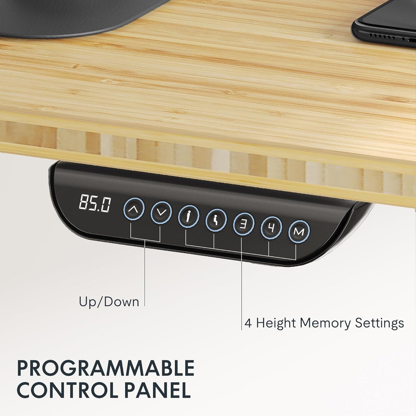 FLEXISPOT E6 MAX Bamboo Dual Motor 3 Stages Standing Desk 55x28 Inch Whole-Piece Board Electric Height Adjustable Stand Up Desk 150KG Load Capacity(White Frame + Bamboo Curved Desktop)