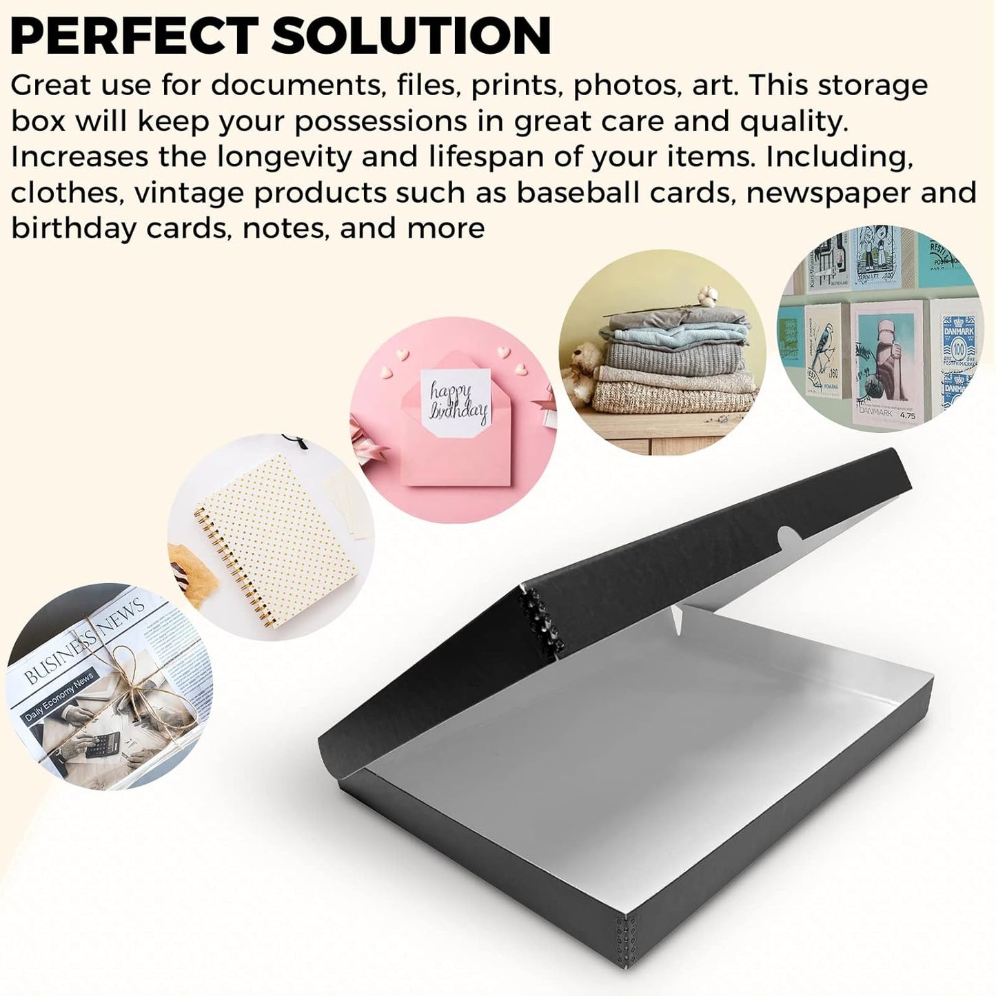 Golden State Art, Archival Folio Storage Box 13x19, Clamshell Design with Metal Edge, Preserve And Store Photos Documents Cards Prints Arts Crafts DIY, Black