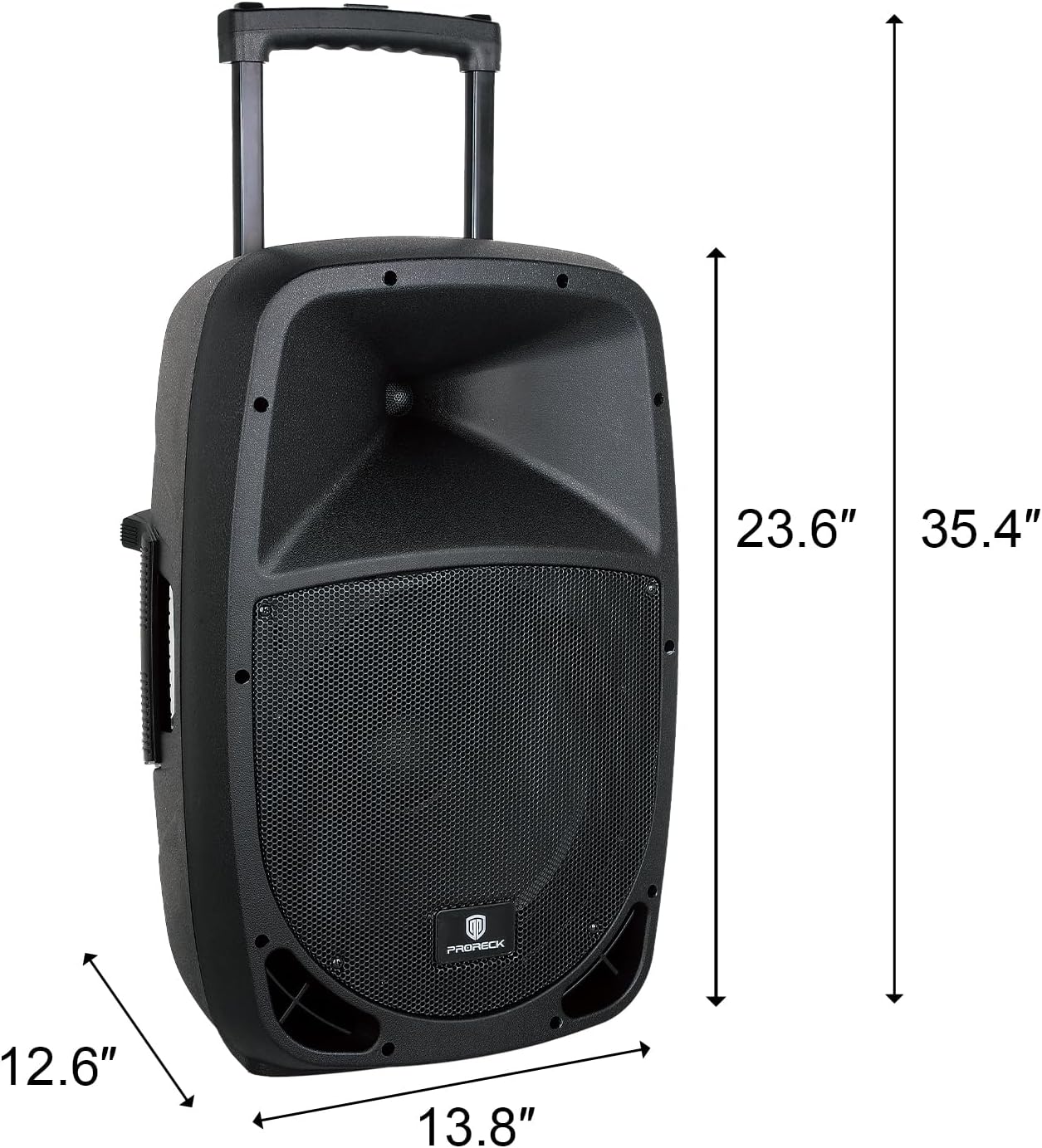 PRORECK Freedom 12 Portable Wireless 12-Inch 500 Watt Powered Dj/PA Speaker Rechargeable Karaoke System with Bluetooth/USB Drive Read/SD Card Reader/FM/Remote Control/Wireless Microphone