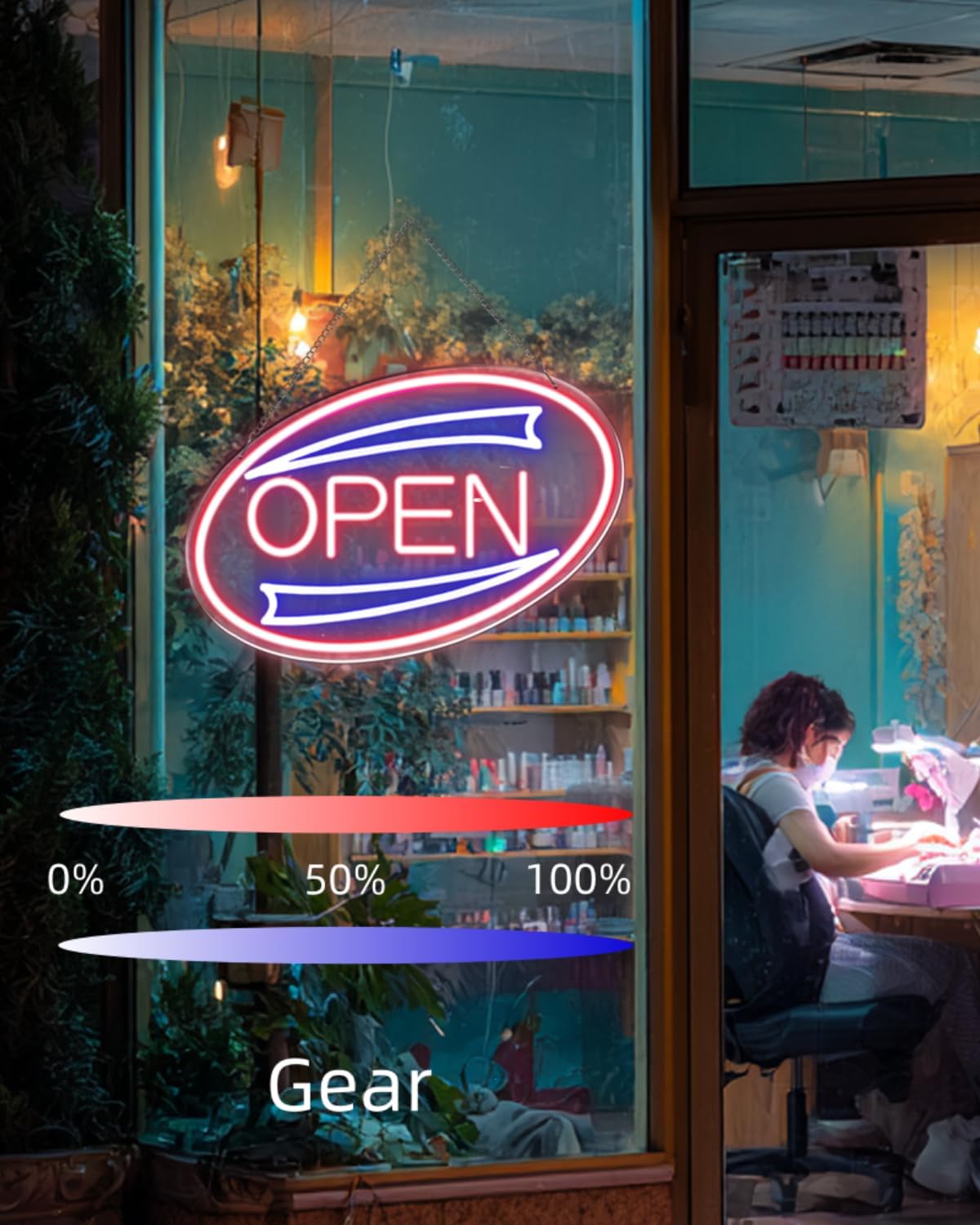 Neon Open Sign for Business, 17"x11.4" Ultra Bright Light Up Open Sign With Dimmable Switch for Hanging Storefront Window Bar Salon Coffee Hotel Stores Wall Decor