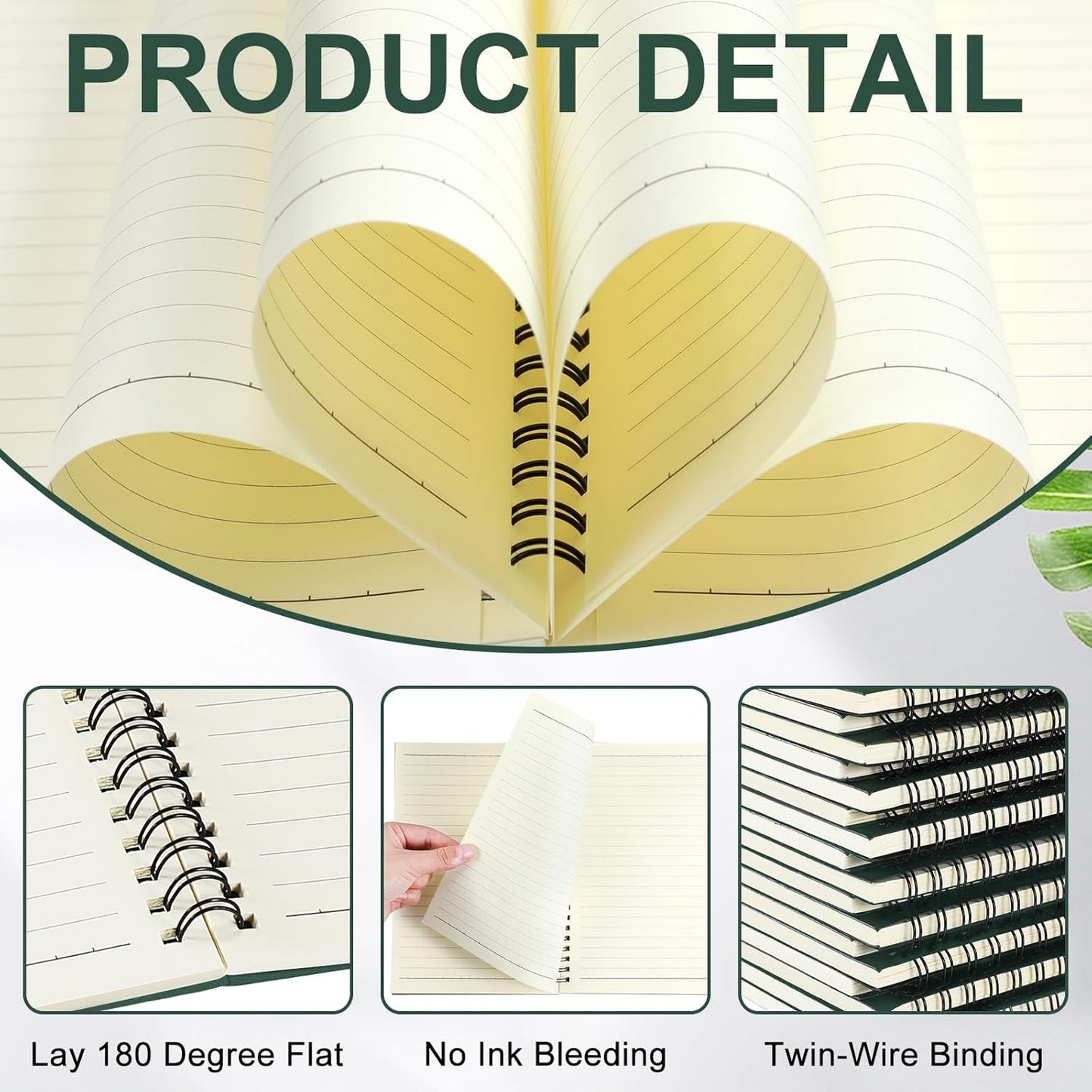 Yahenda Spiral Notebook Bulk A5 Journal Lined 8.3'' x 5.5'' Writing Composition Paper Small Notepad Subject Notebook for Students Office Business Back to School Supplies(Deep Green,108 Pcs)