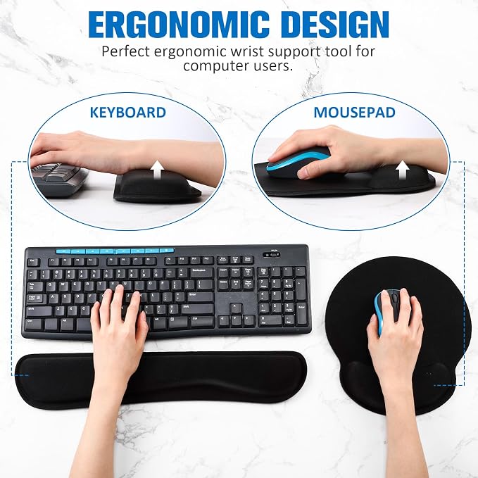 Yunsailing 4 Pcs Ergonomic Mouse Pad and Keyboard - Image 3