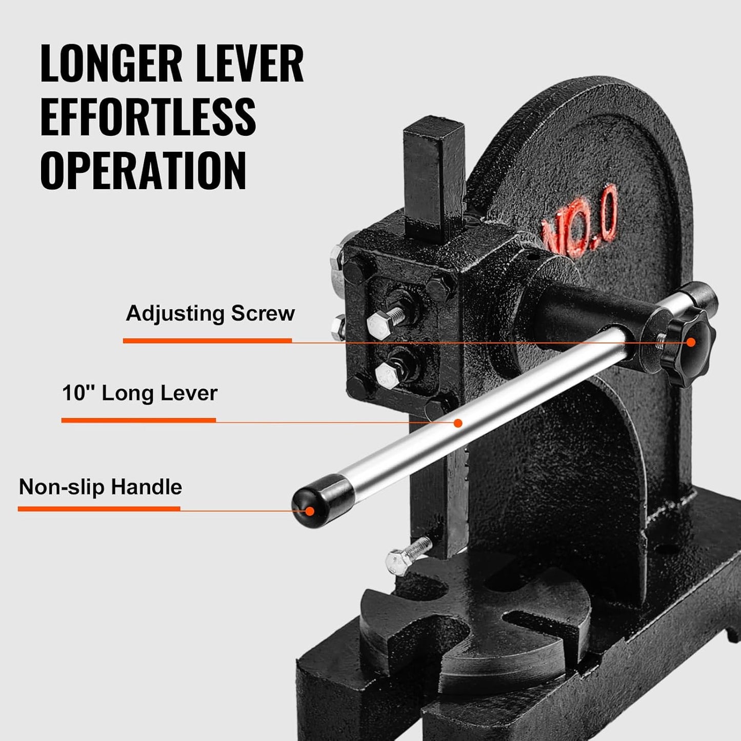 VEVOR Arbor Press, 0.5 Ton Manual Arbor Press, 4.6" Maximum Height, Cast Iron Heavy-Duty Manual Desktop Arbor Press, Precision Hand Press for Stamping, Bending, Stretching, Forming