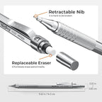 Nicpro 45PCS Black & Silver Metal Mechanical Pencil Set in Leather Case - Image 3