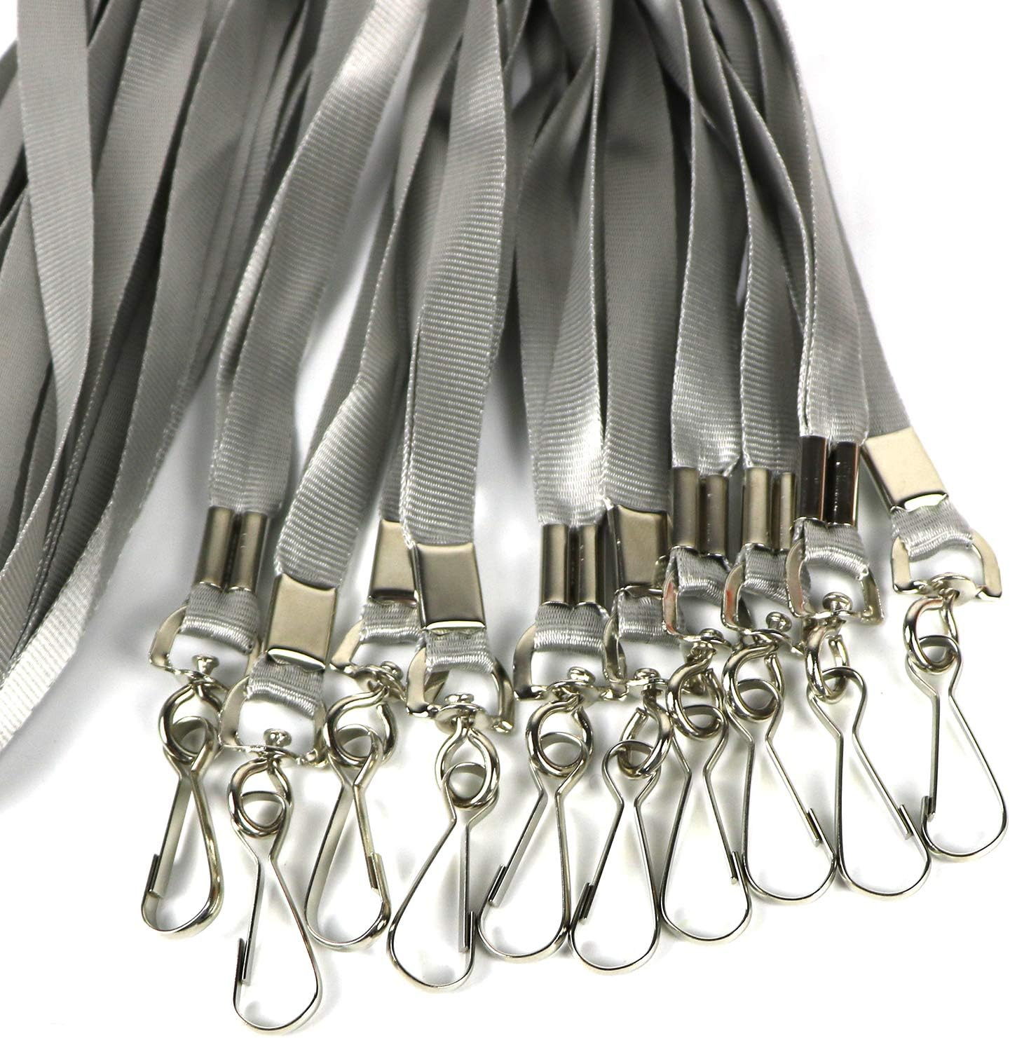 Bulk Lanyards Premium Cruise Lanyard Nylon Badge Lanyards for Id Holder Perfect for Office, Kids, Teachers (Gray, 50 Pack)