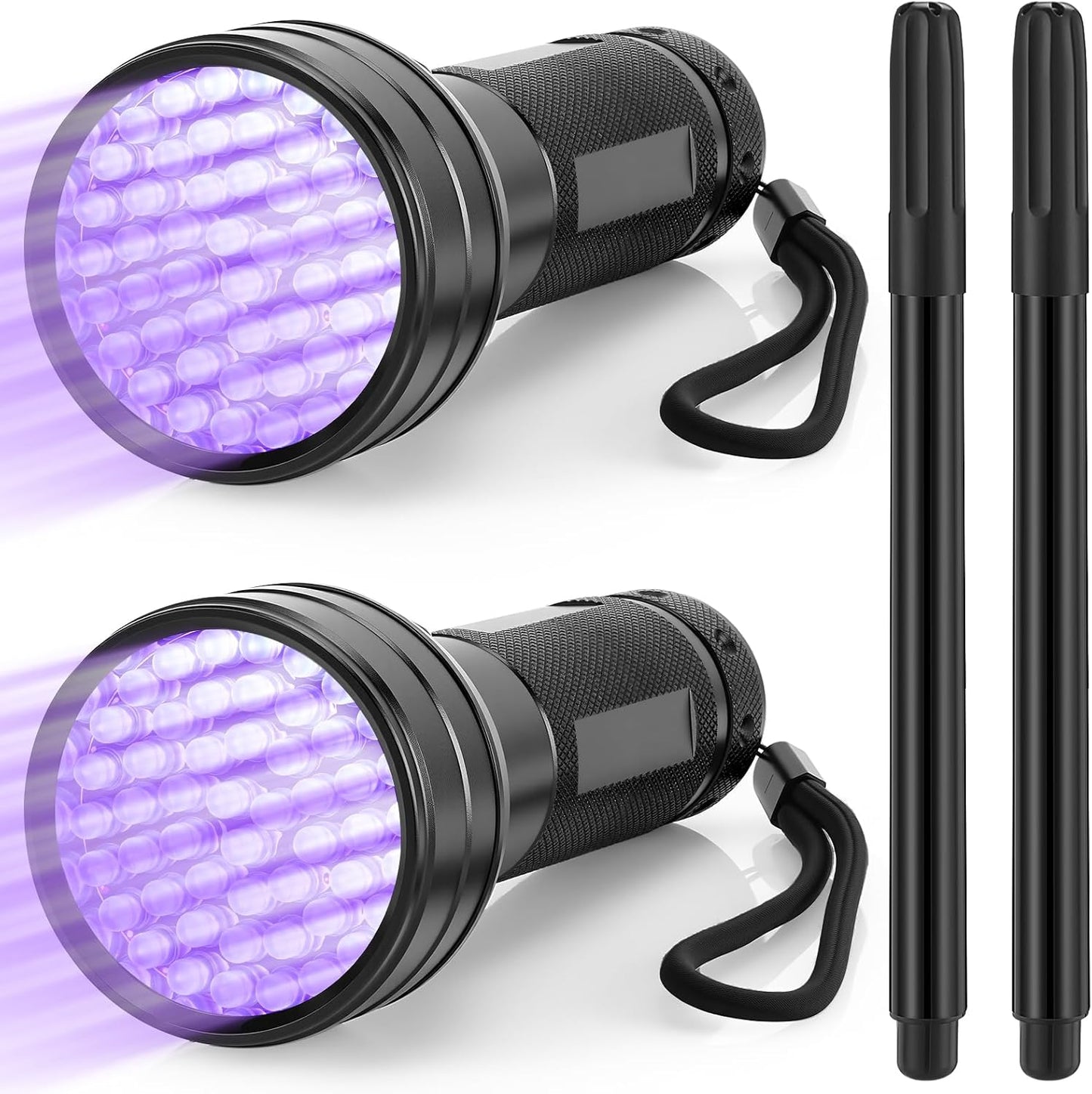 Tegeme 4 Invisible Ink Pen Set 2 Invisible Marker 2 Blacklight Flashlights with UV Black Light Markers Disappearing Ink Pen for Secret Notes Holiday Gifts Party Favors (51 LED)