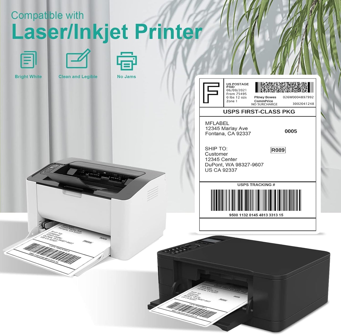 MFLABEL Full Sheet Sticker Labels, Address Labels, White Matte Label Paper, 8-1/2" x 11" Shipping Labels for Laser & Inkjet Printer (250 Labels, 250 Sheets)
