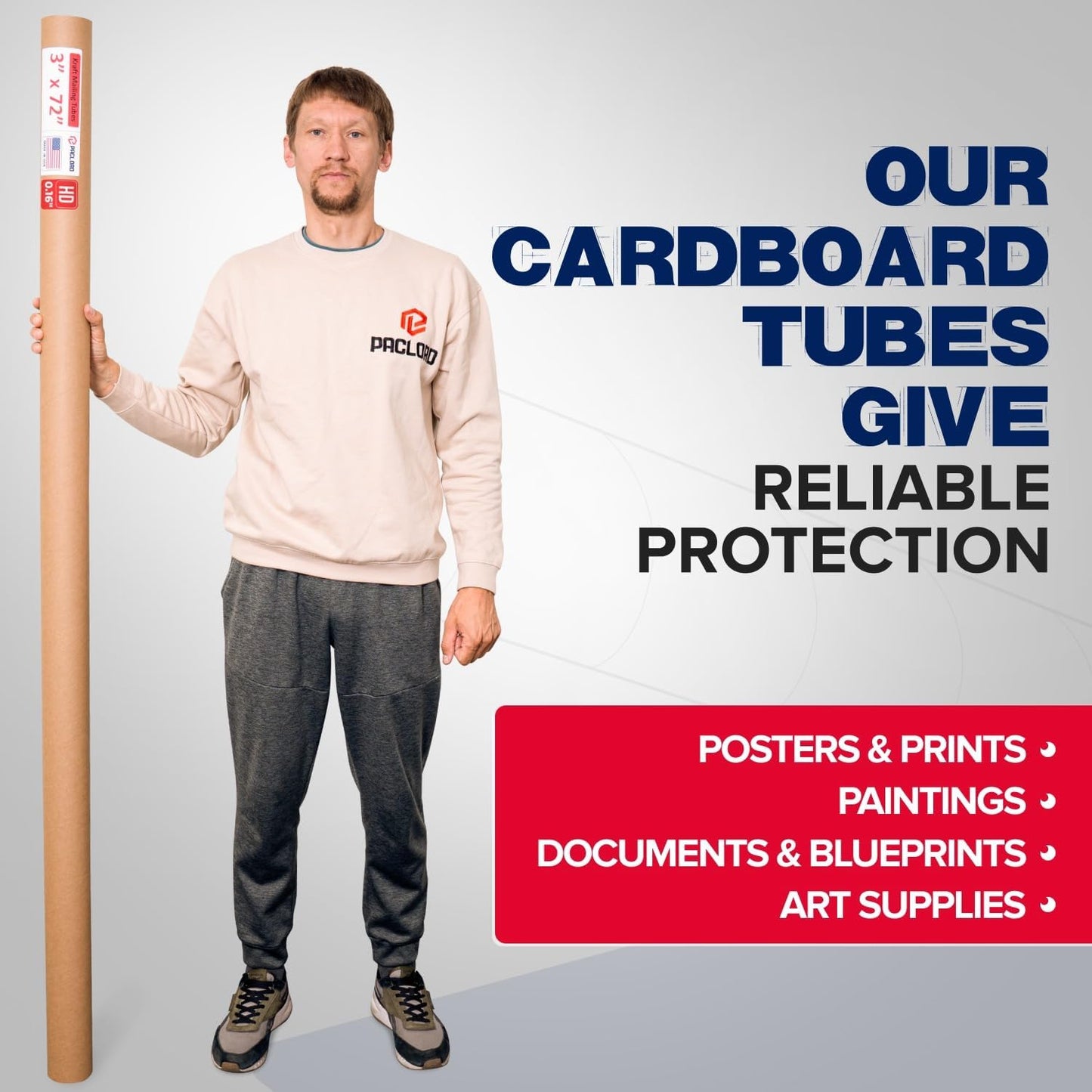 3" x 72" Heavy-Duty Reinforced Cardboard Mailing Tube, Pack of 6 Tubes with 12 Caps – Secure USPS Approved – Great for Shipping and Storing of Prints, Artwork, Posters or Documents