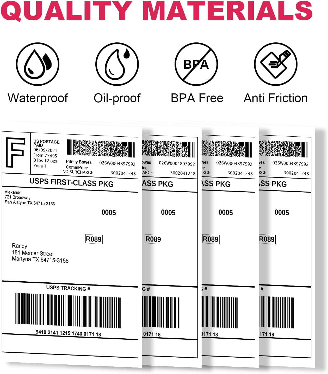 4" x 6" Thermal Shipping Labels, 880 Labels (4 Rolls), Compatible with Dymo LabelWriter 4XL, Water & Grease Resistant, BPA Free