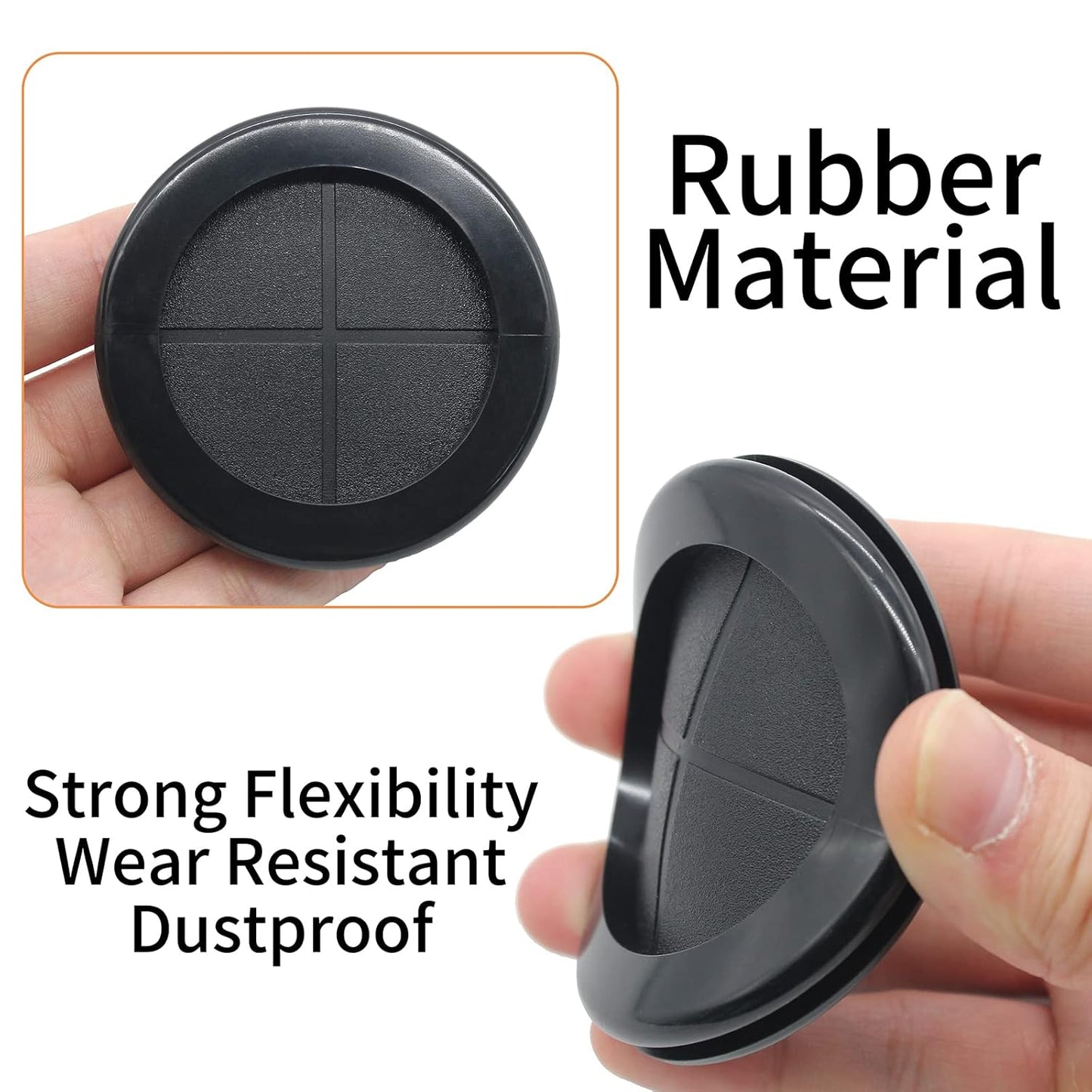 4 Pack Rubber Grommets 2" Inside Diameter 2-3/8" Drill Hole, Firewall Plug Grommet Rubber Grommets Wire Protection, Double Sided Round (Black)