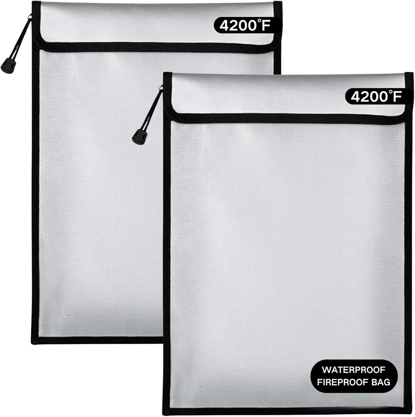 Fireproof Document Bag – Waterproof Fireproof Money Bag for Cash with Zipper, Fireproof Pouch for Important Document Storage | Fireproof Bags for Documents,Money (2 pack Gray, 15“ x 11")