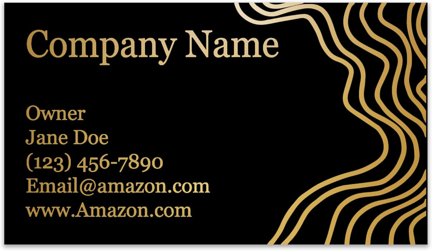 Personalized Gold Foil Black Business Cards 100 Pack - 3.5" x 2" Cards - 14 PT Thick Sturdy Cards - Unique Shiny Gold Foil - Made in the U.S.A. (Gold Twisted)