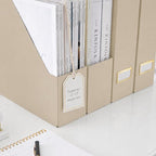BLU MONACO | Set of 6 Foldable Taupe Magazine File Holders - Image 4