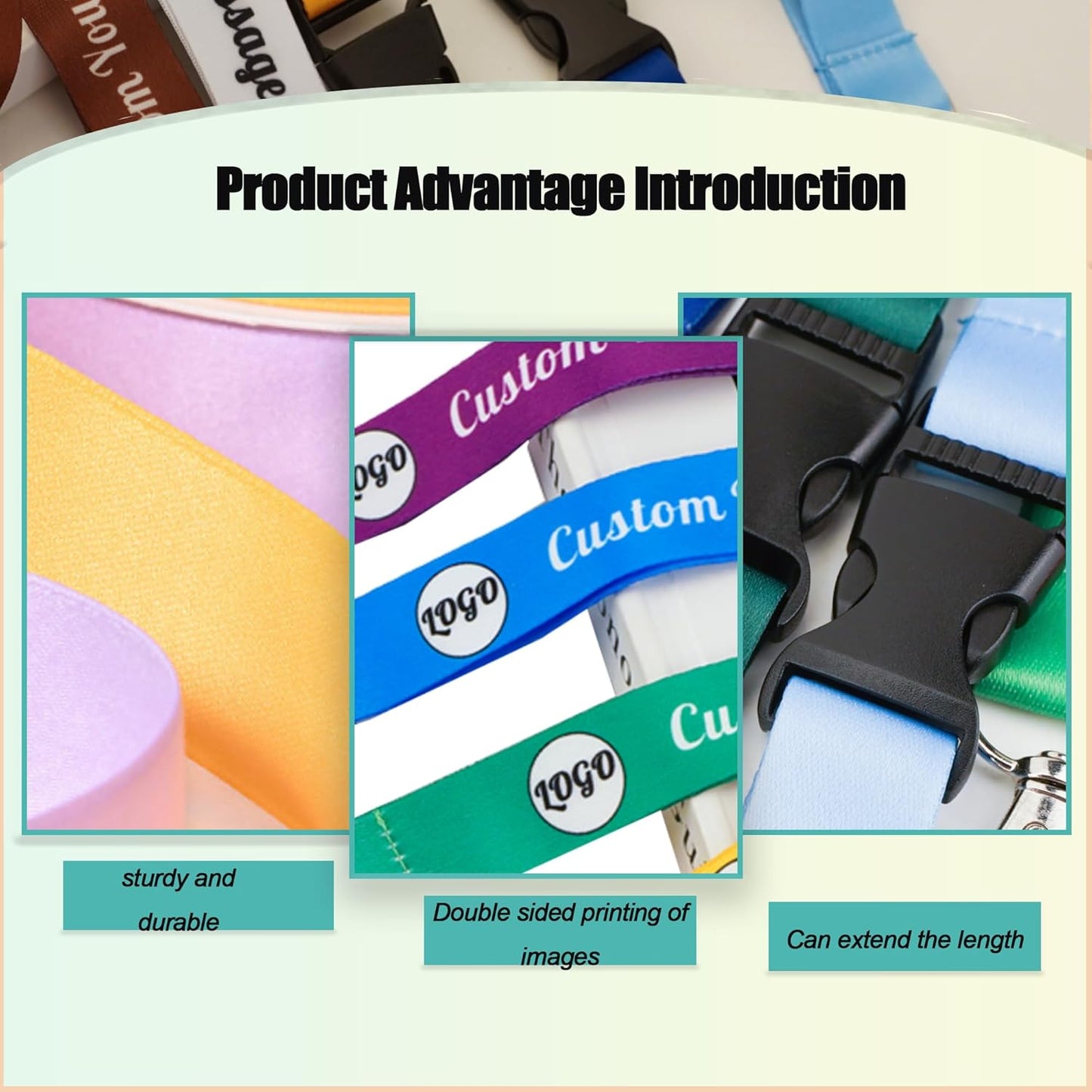 Custom Lanyards Bulk 50/100/5000PCS Custom Breakaway Lanyards with Text/Logo/Photo/Name, Personalized Neck Strap ID Badge Lanyard for Office Keys School Events, Quick Customization