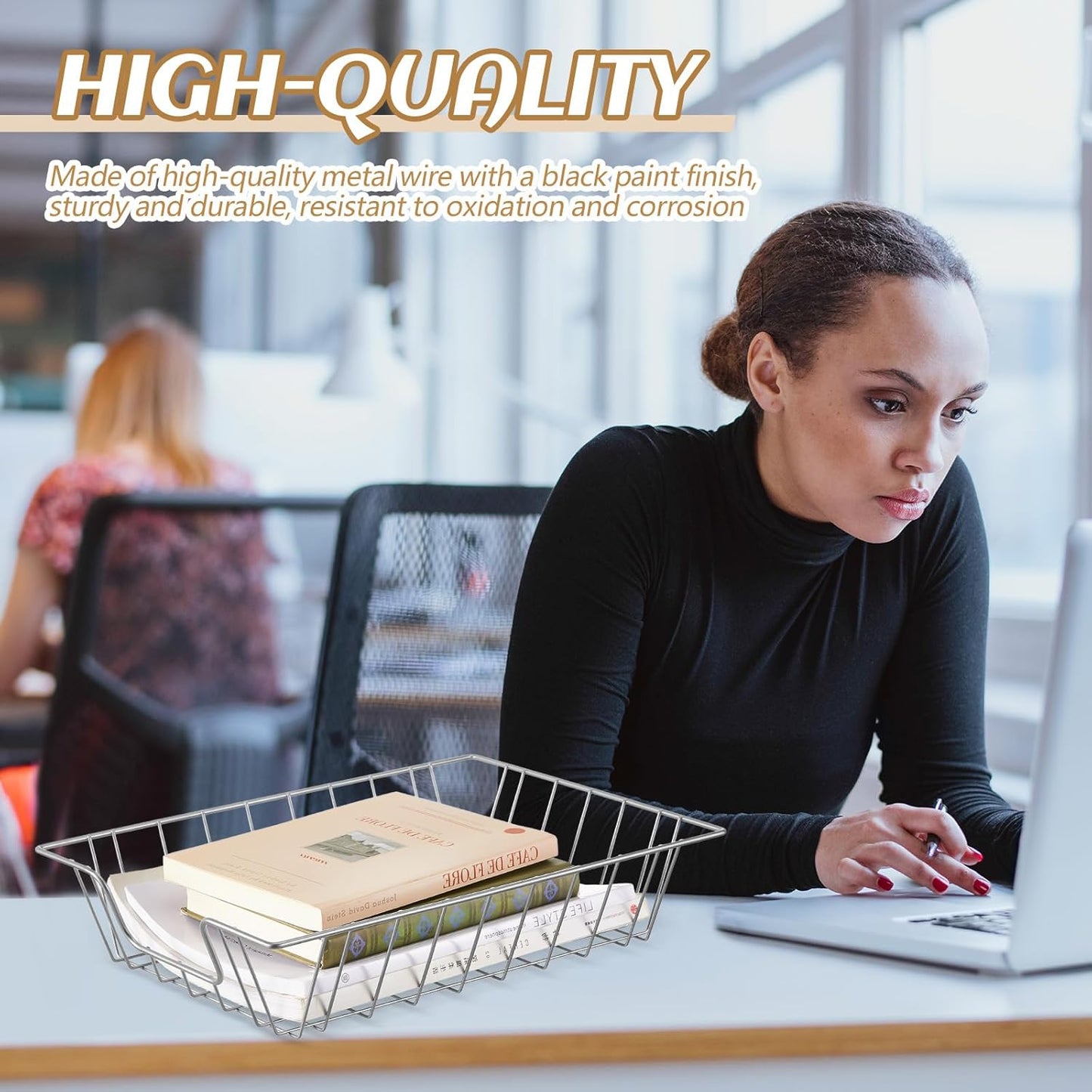 Yeaqee 6 Pcs Letter Tray Wire Paper Trays Stackable File Desk Organizer Metal File Paper Holder Basket for Desk Desktop Letter Storage for Office Home Classroom School(14'' x 10'' x 3'',Silver)