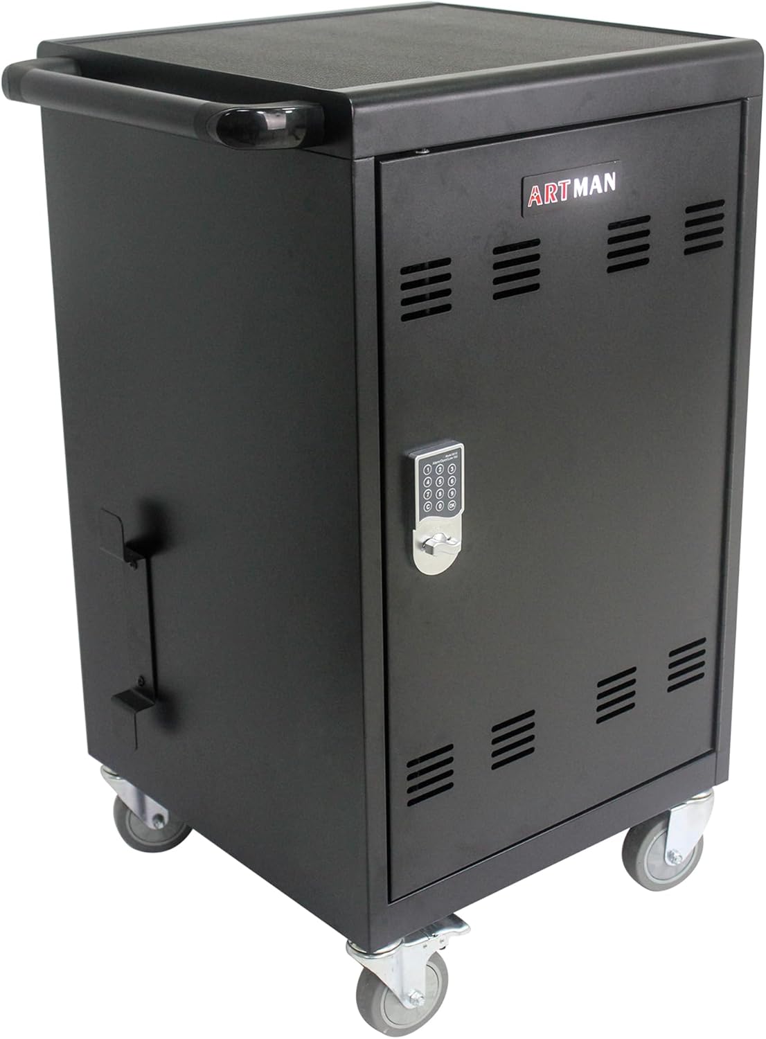30 Devices Mobile Charging Cart and Cabinet, Laptop Charging Storage Cart, Combination Locks for Front Doors, Easy Cables Manage, Up to 16.3" Screen for Tablets Laptops, Laptop and Chromebook,Black