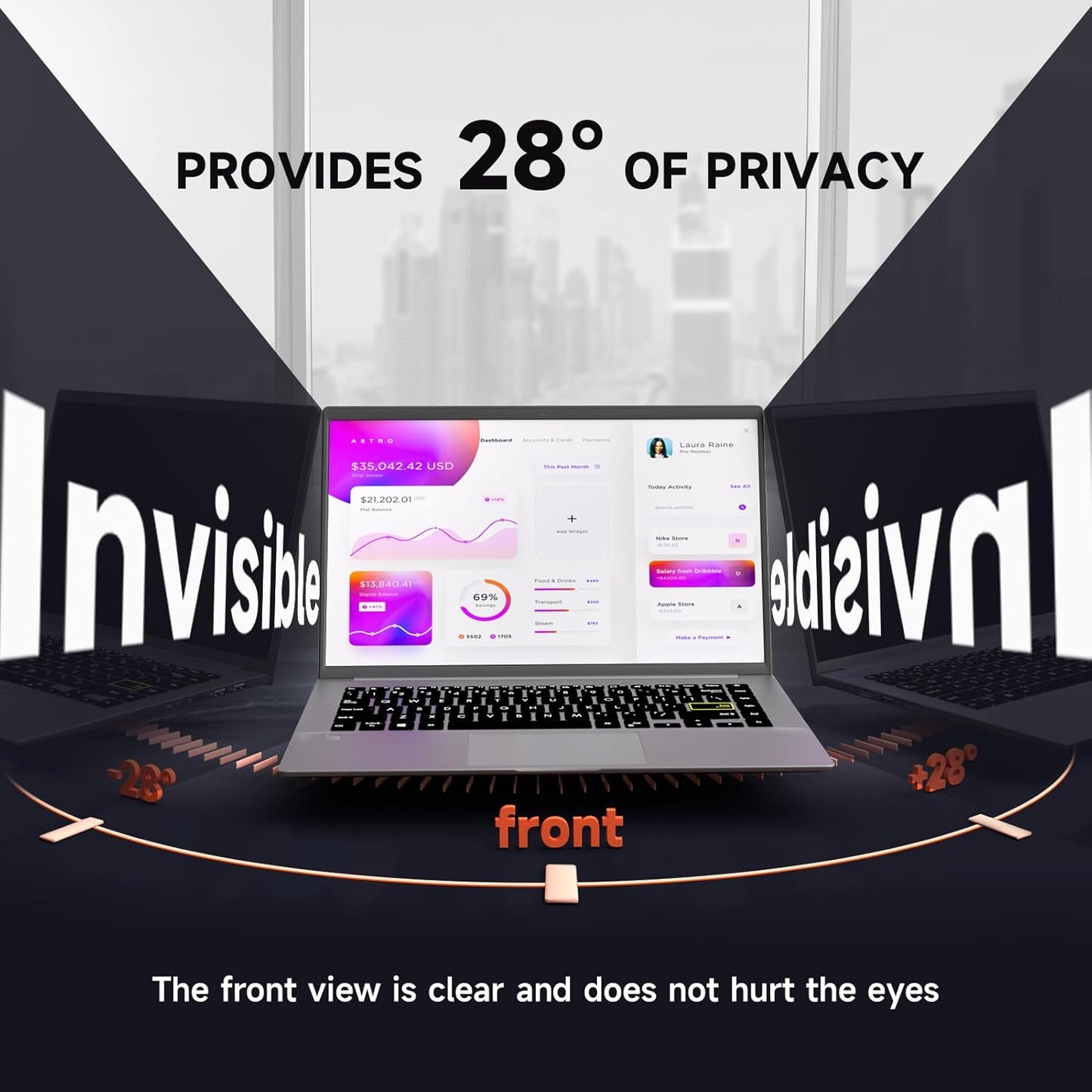 Mamol Laptop Privacy Screen 16 Inch, Compatible with Lenovo, HP, Dell, Acer, Asus, Thinkpad, Envy, Xps - 16:9 Aspect, Anti Blue Light Glare, Removable Privacy Shield, Anti-Scratch Screen Protector