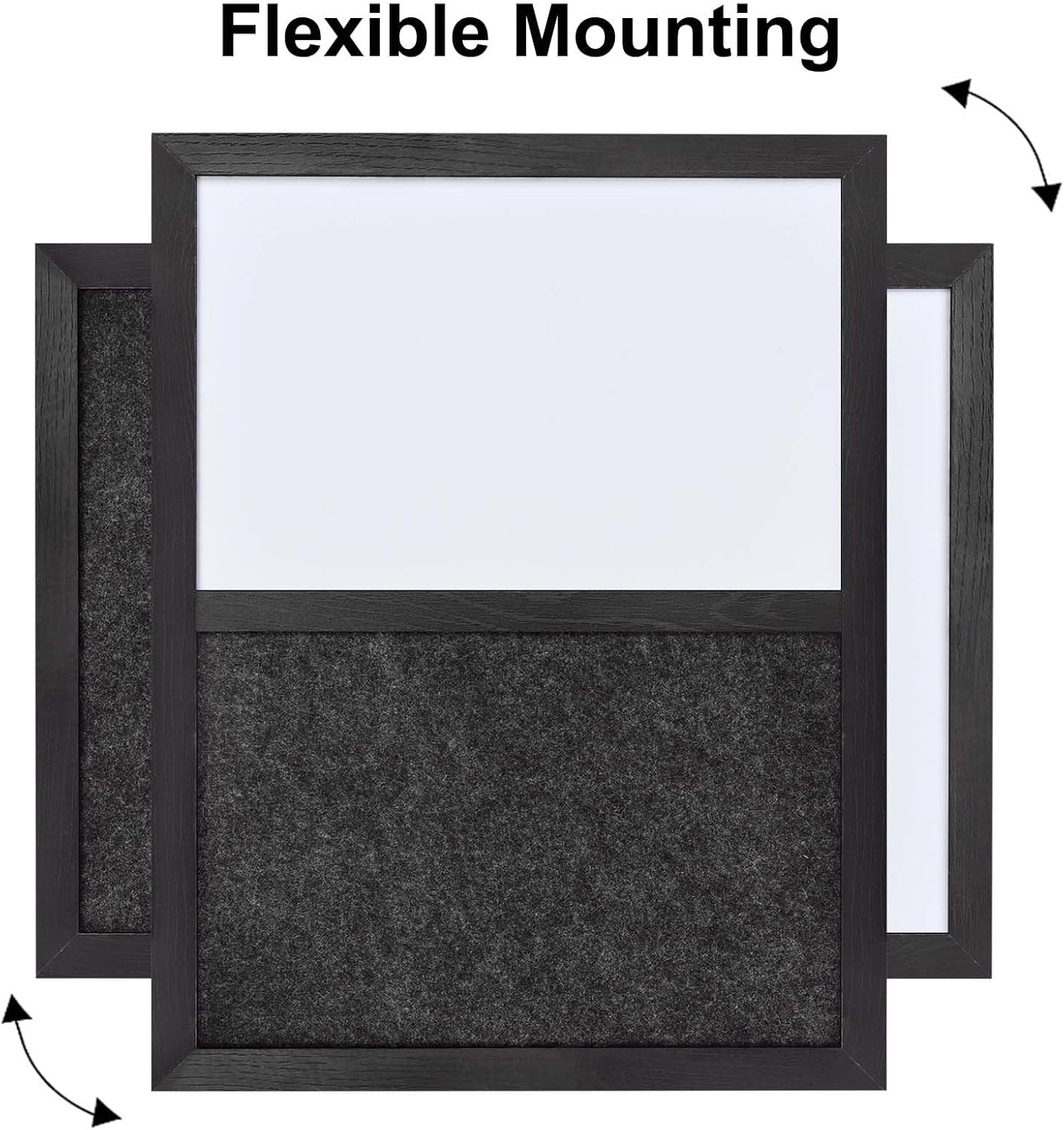 Bulletin Board Whiteboard Dark Gary Felt Board Combo for Office School Kitchen Bedroom, Black Wood Frame,13"*17",Whiteboard+BK-3343BK