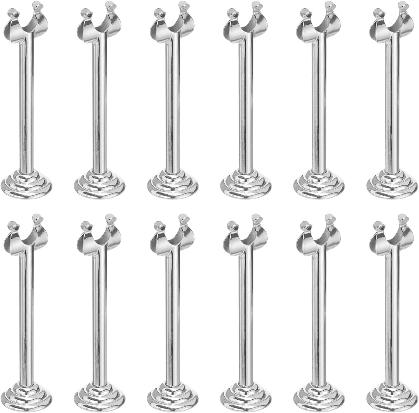 MECCANIXITY 12Pcs Table Number Holder 3.15 Inch Place Card Holder Picture Holders Silver Table Sign Holders for Wedding Anniversary Birthday Party